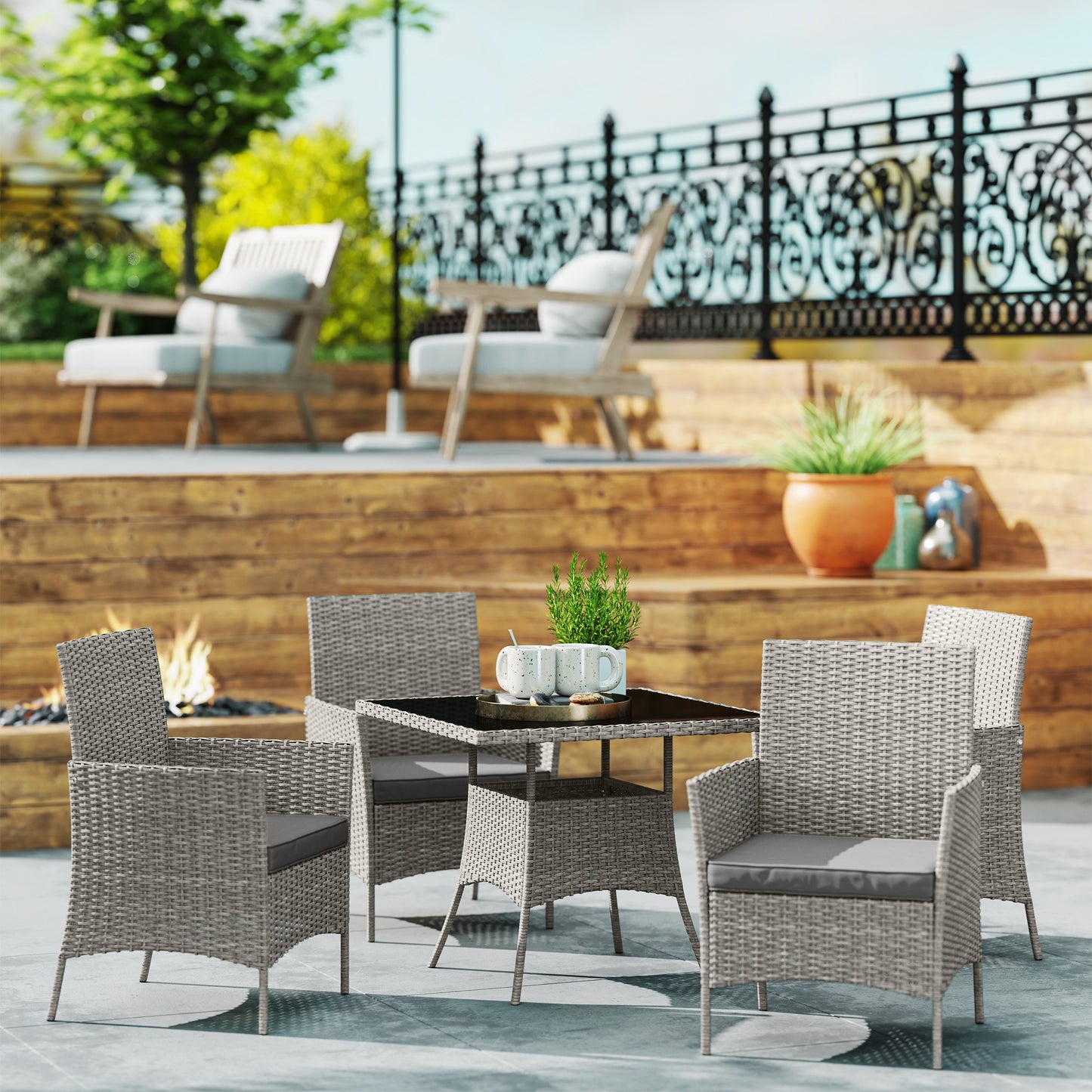Five-Pieces Rattan Dining Set