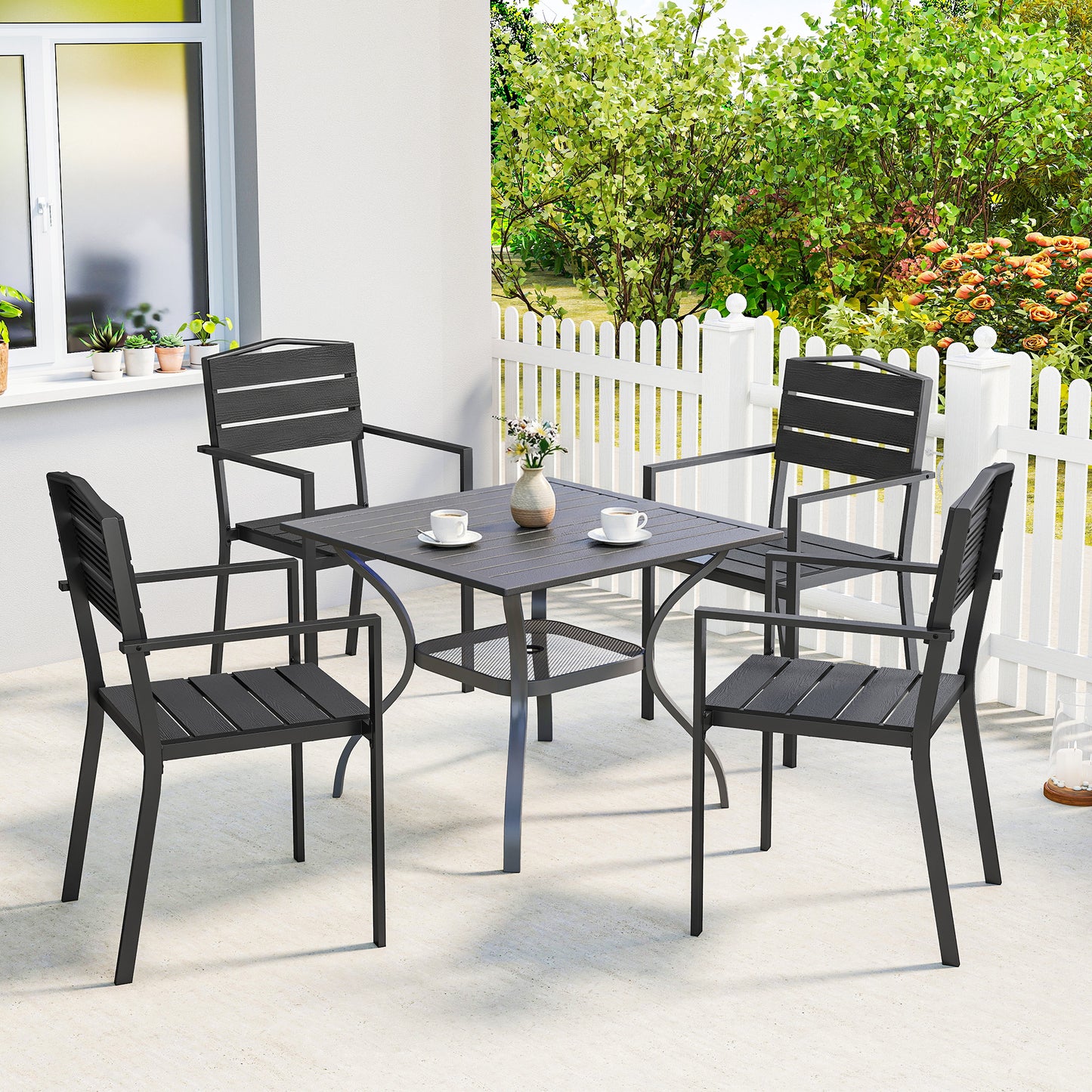 Stackable Garden Chairs Set of 4
