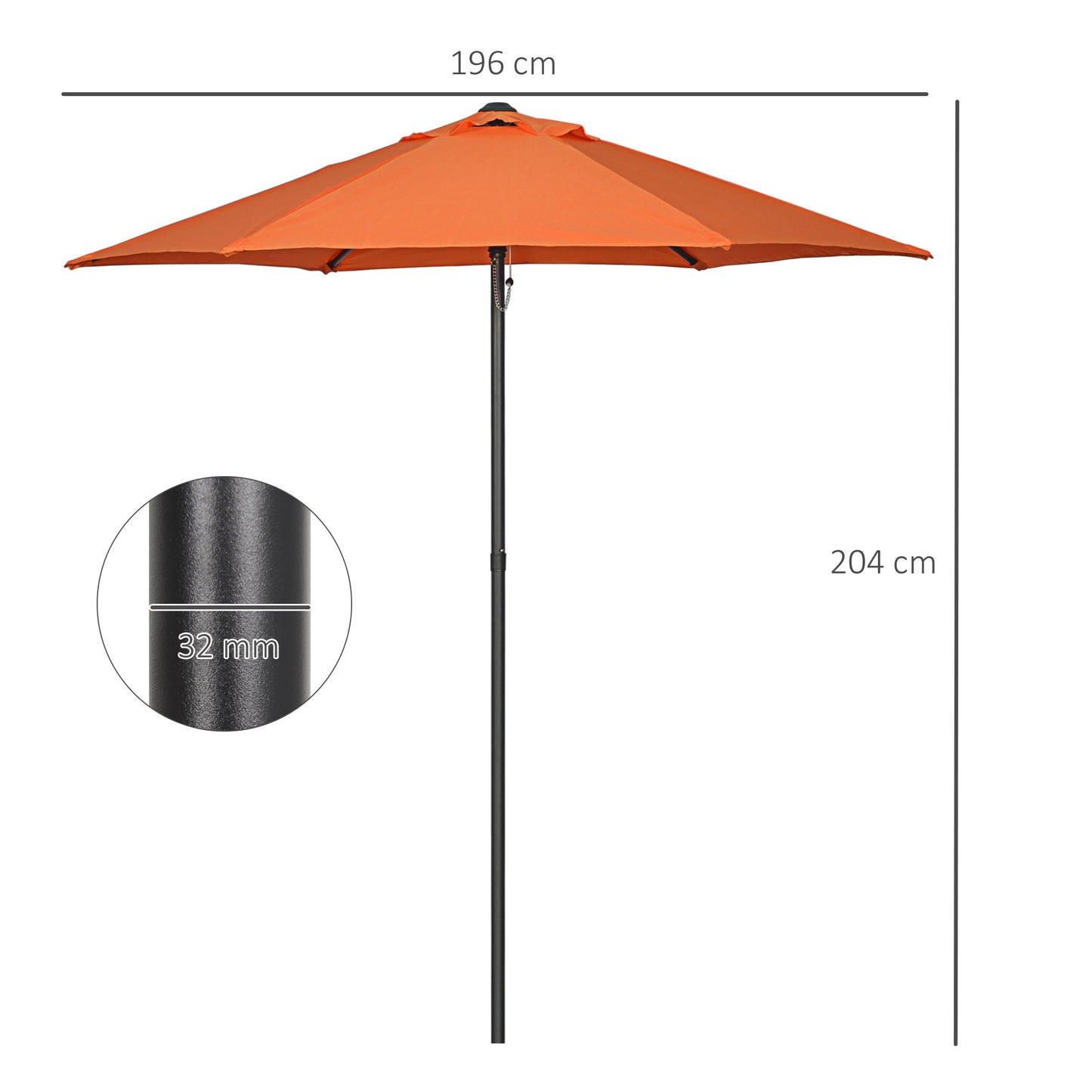 2m Garden Parasol Umbrella