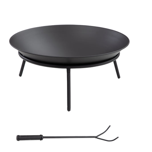 Outdoor Fire Pit, Portable Round Firepit with Poker, for Garden
