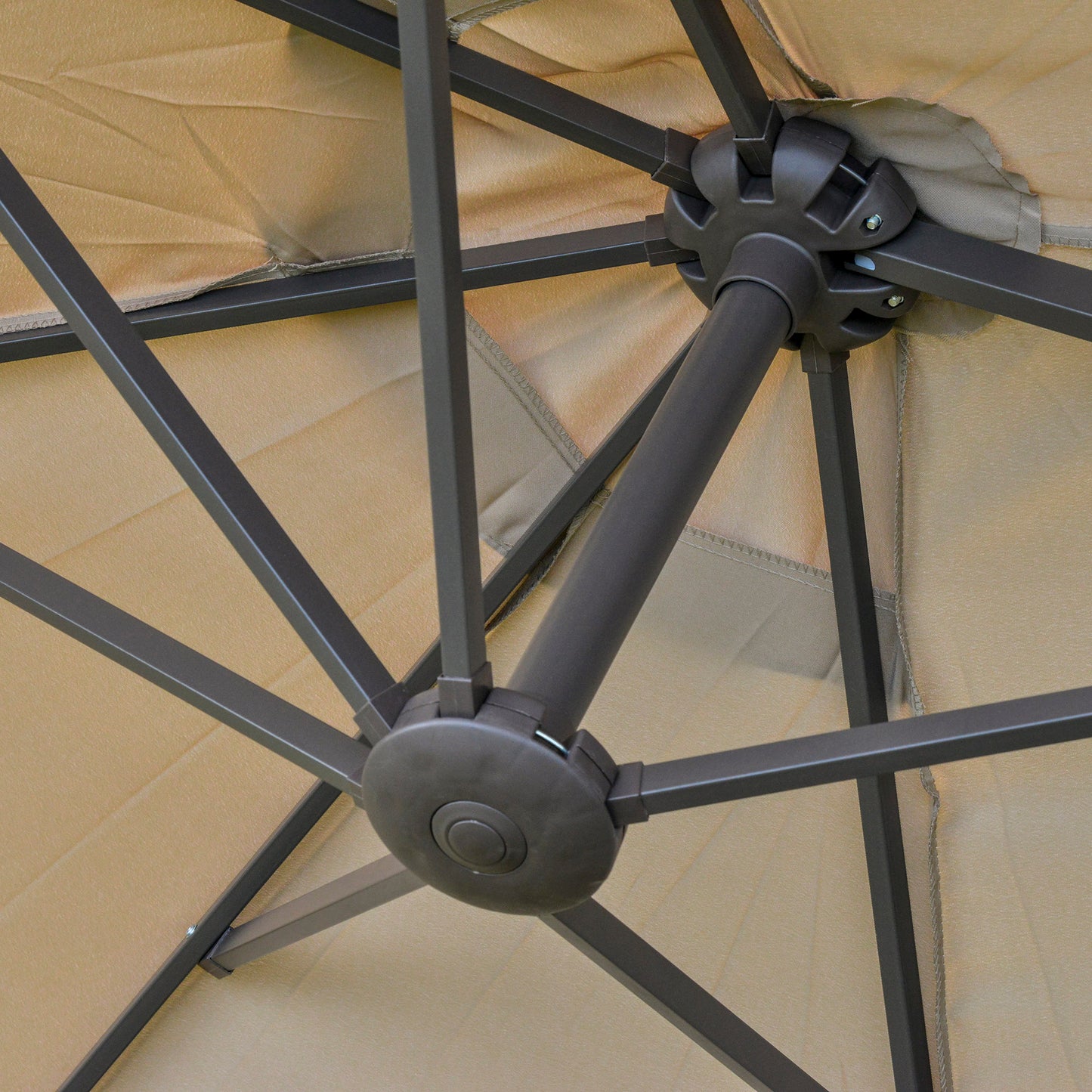 4.6M Sun Umbrella Canopy Double-sided Crank Sun Shade w/ Cross Base (1)