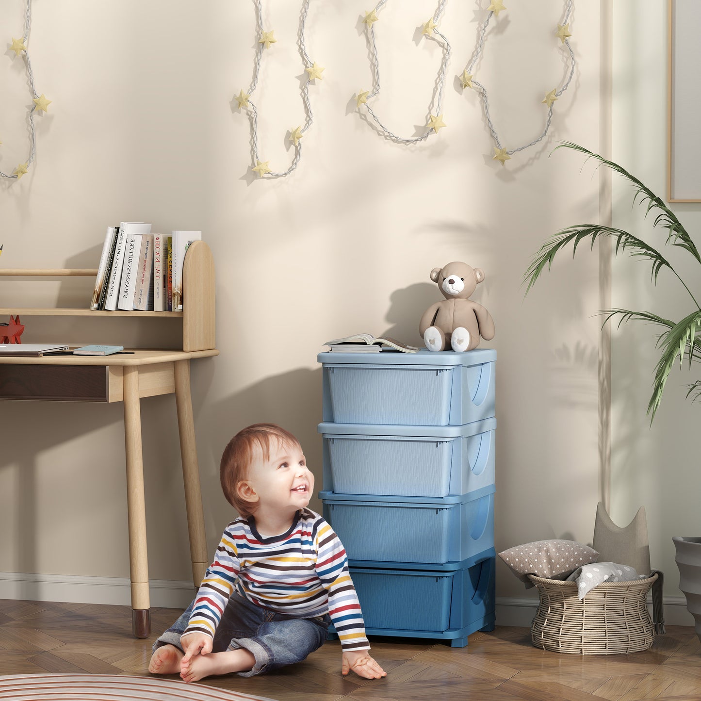 Four-Tier Kids Storage Boxes, with Four Drawers