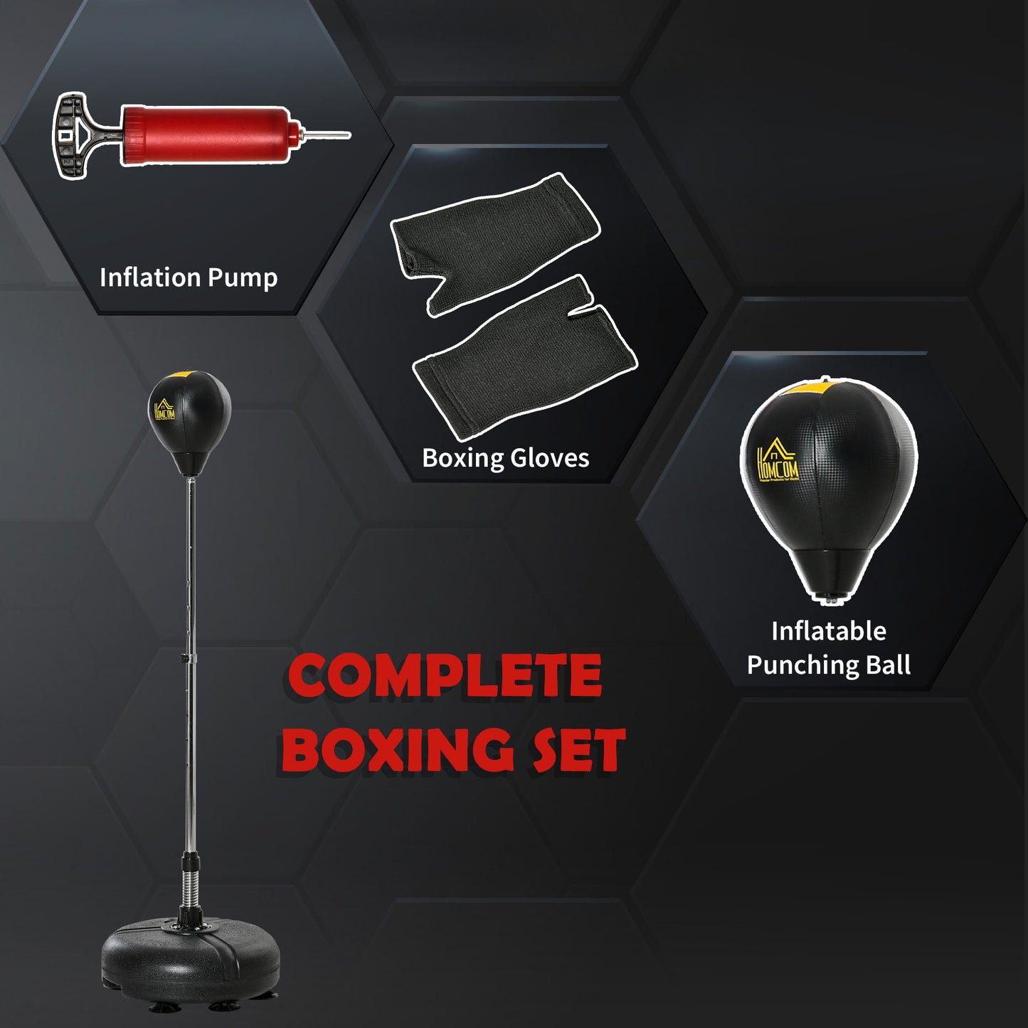 Punching Bag with Stand, 133-151cm Adjustable Height, for Teens (1)