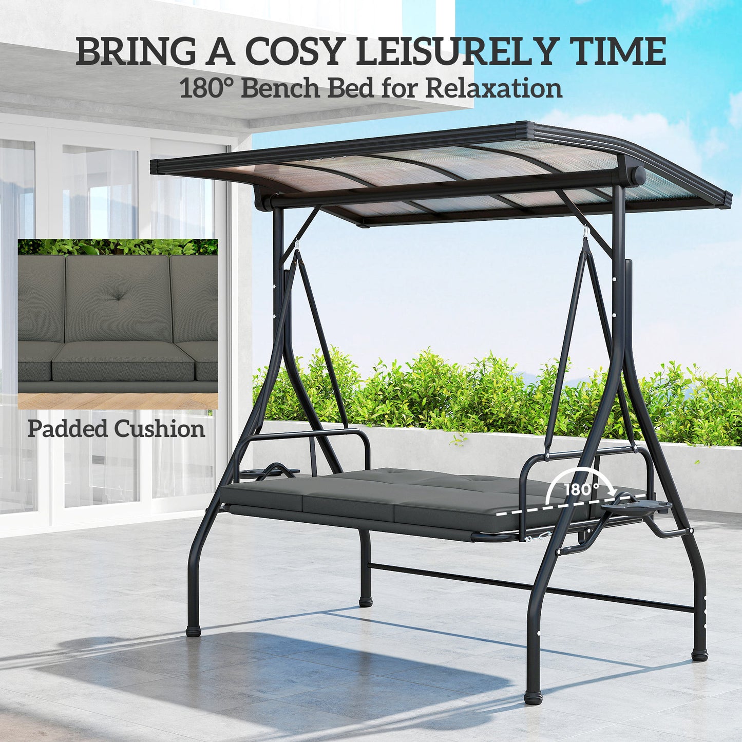 Convertible Three-Seater Swing Bench Bed