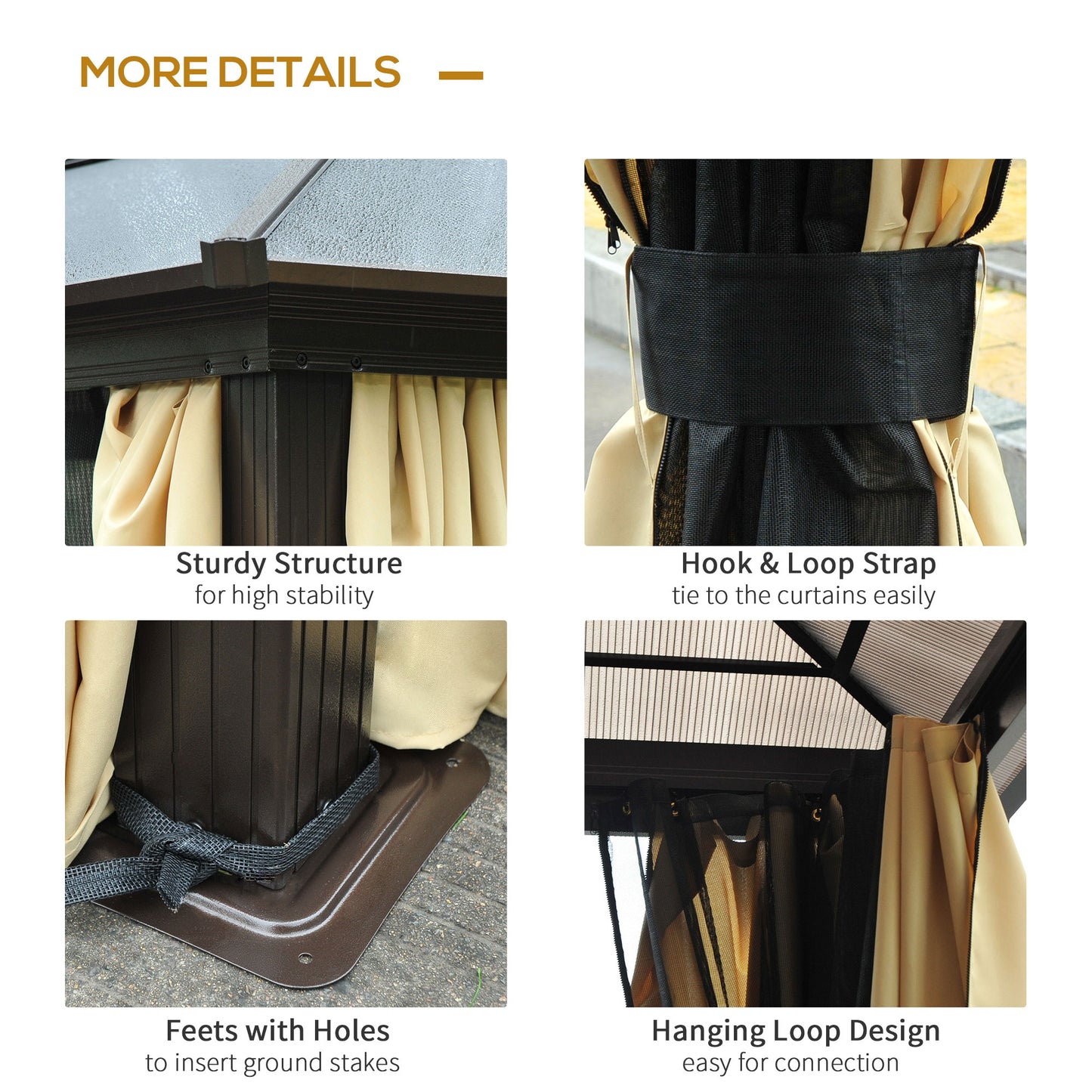 3.6 x 4m Hardtop Gazebo Canopy with Polycarbonate Roof
