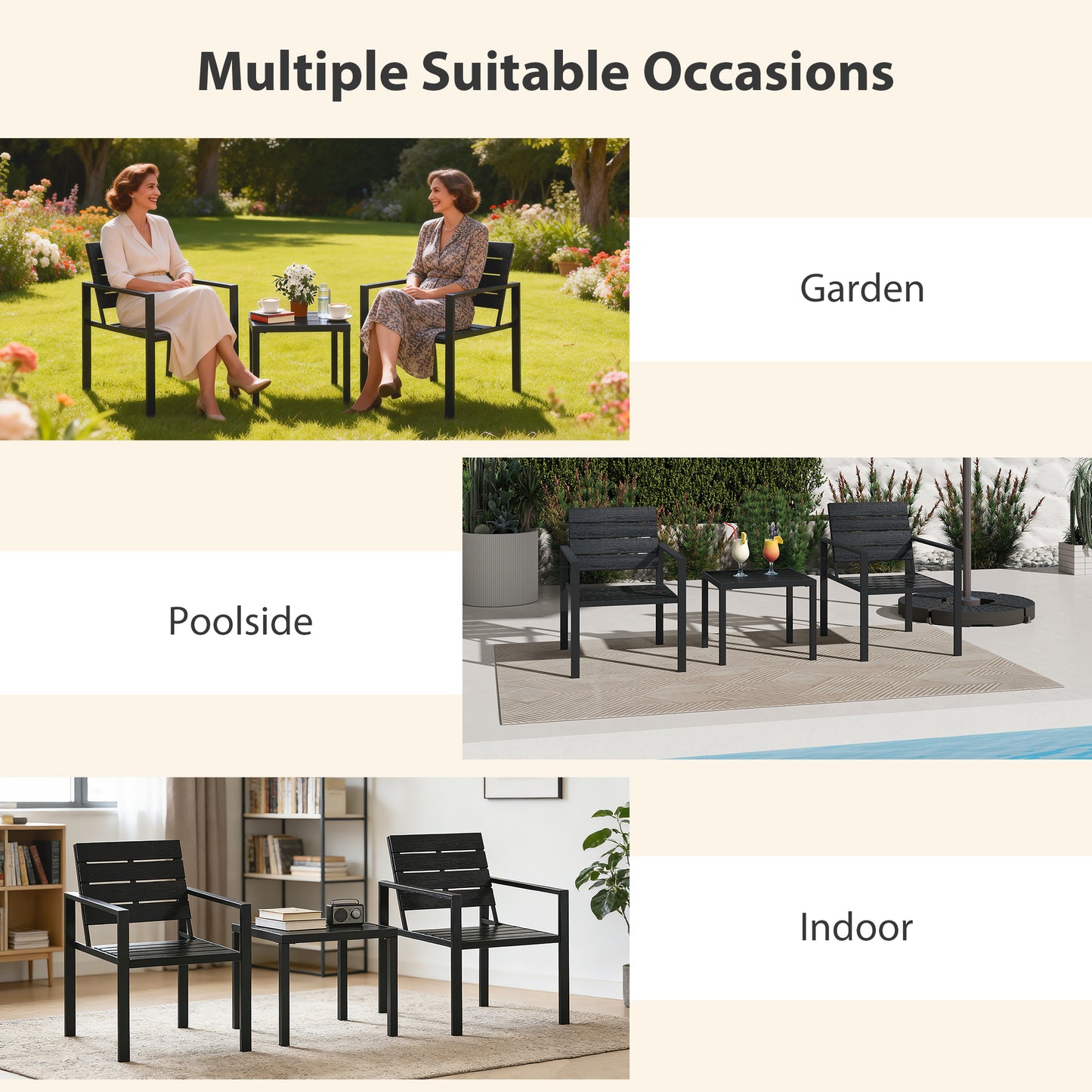 3 Pieces Garden Bistro Set for 2