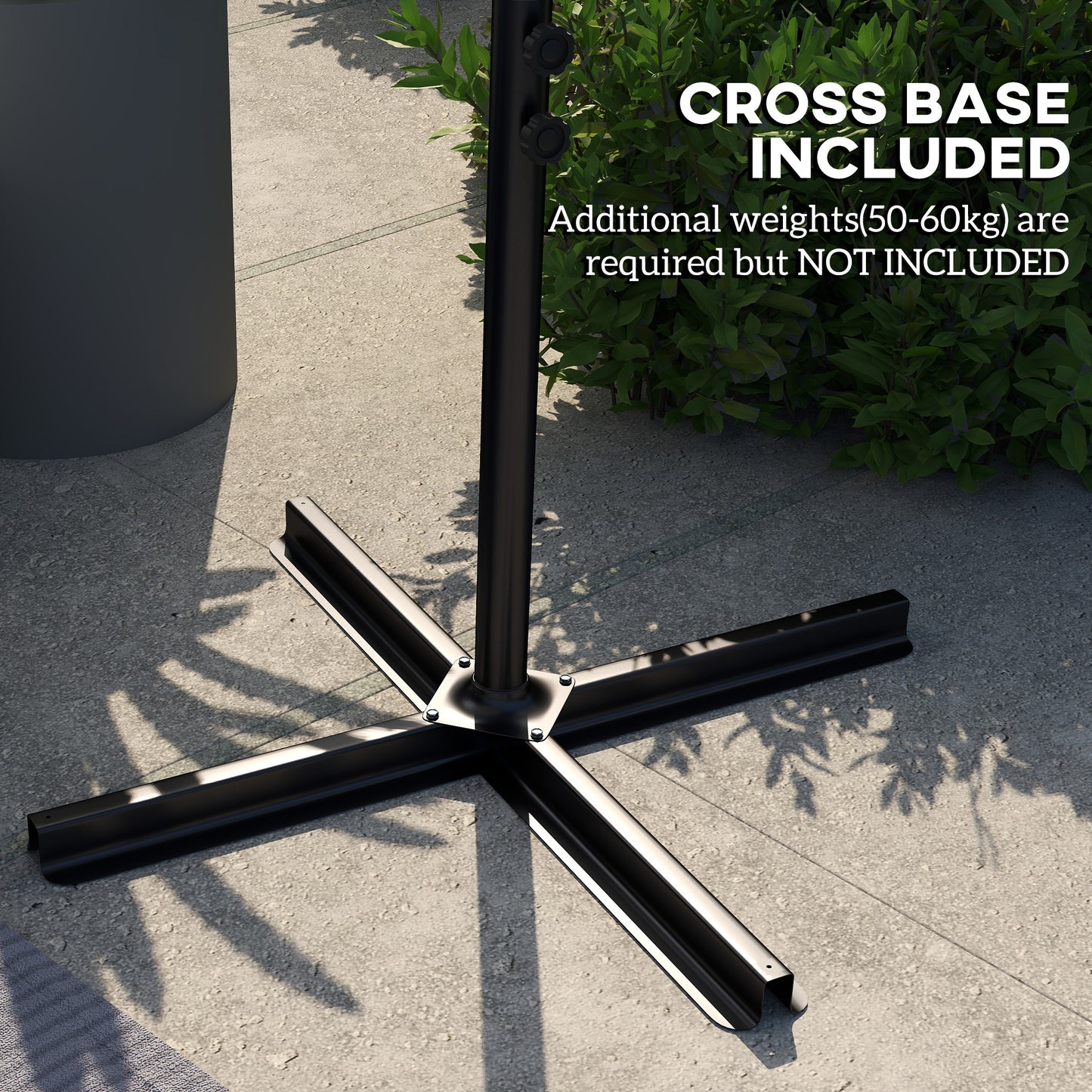 3(m) Cantilever Overhanging Parasol, with Cross Base