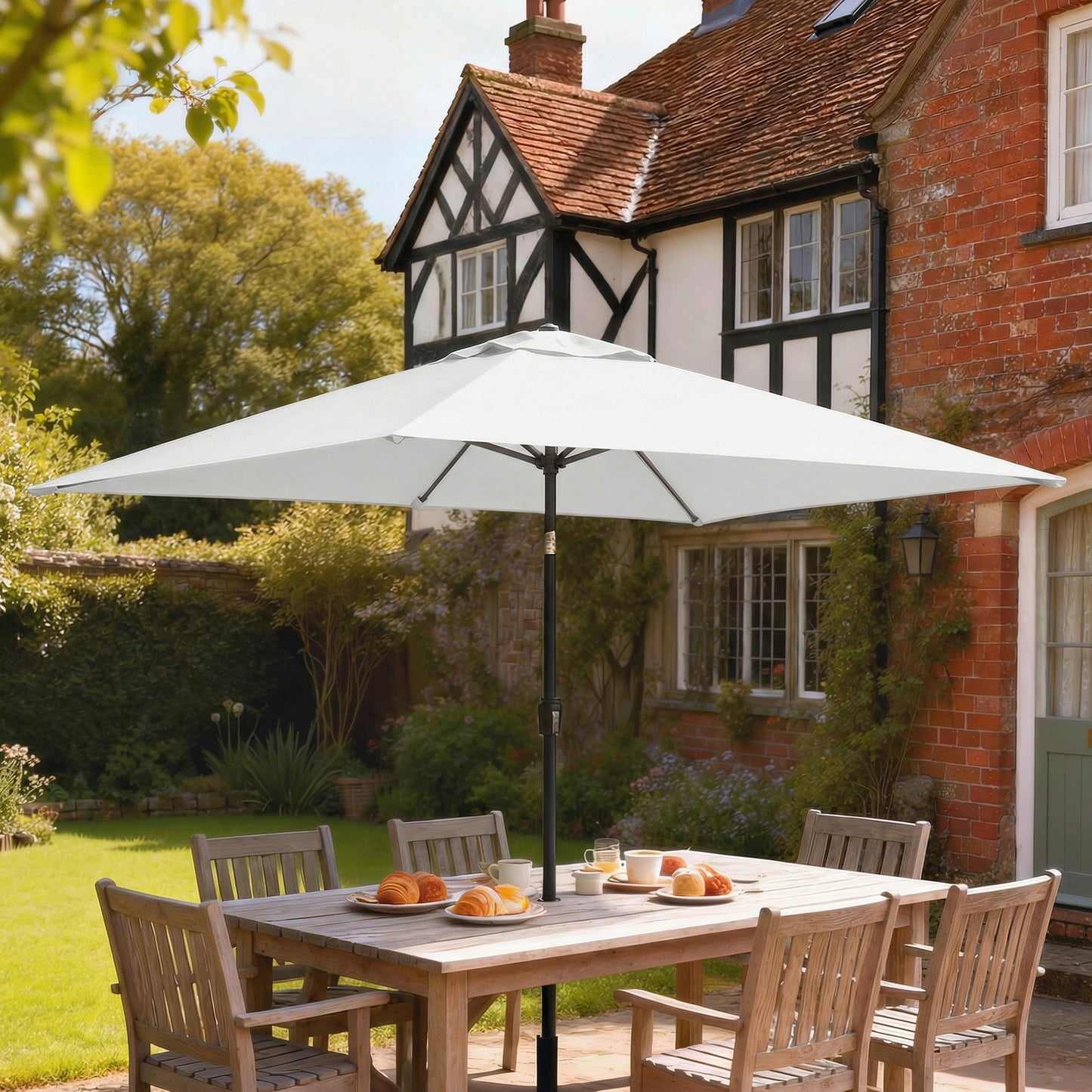 Garden Parasol, Parasol Umbrella with Crank Handle, Tilt Function