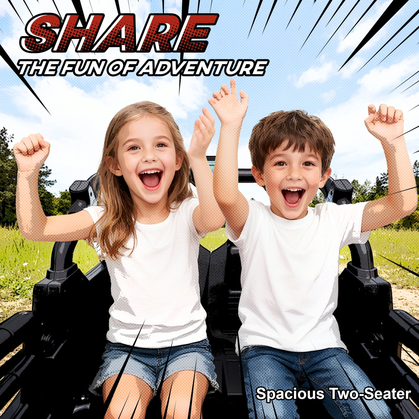 24V Electric Ride on Car, 2-Seater Electric Car for Kids with Remote