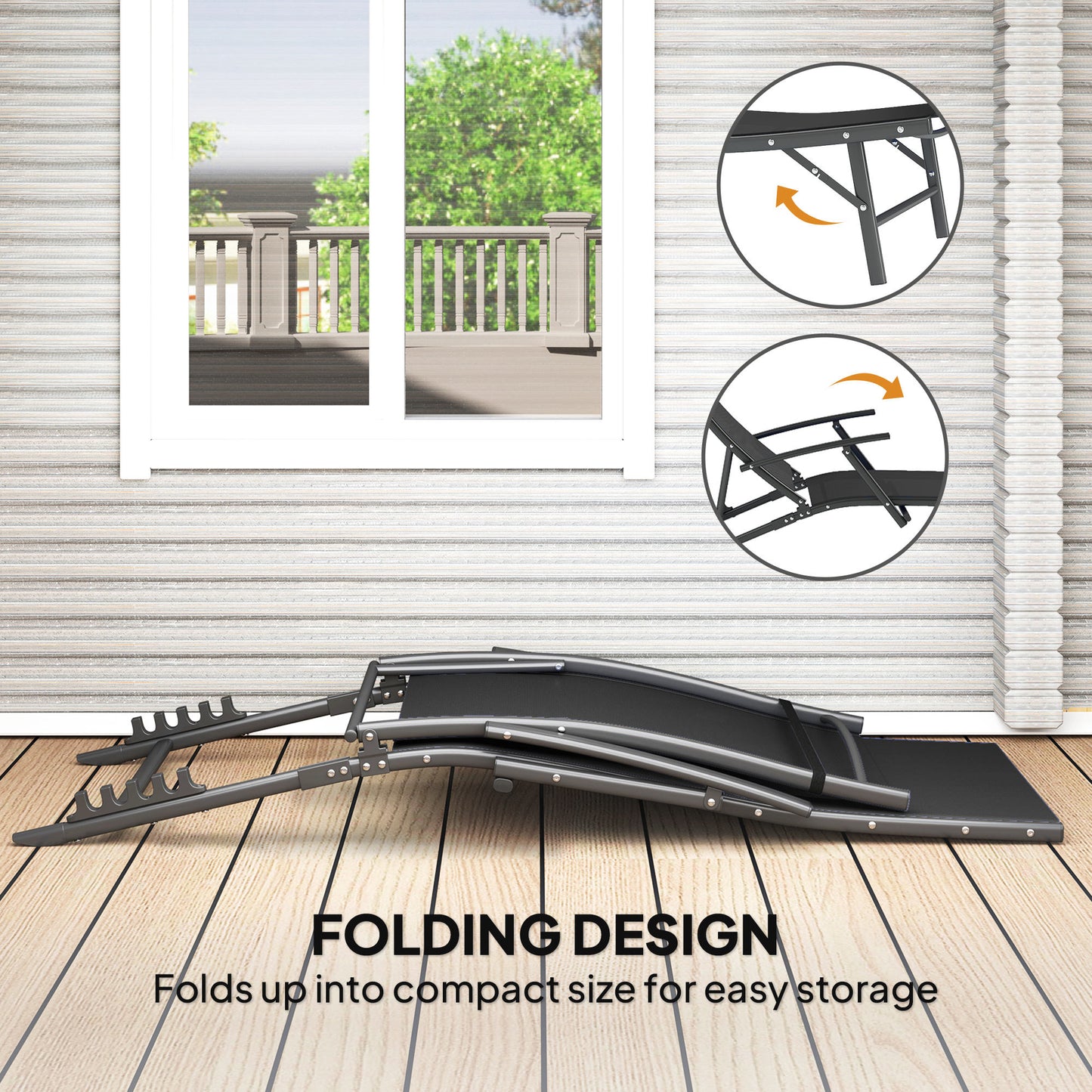 Set of Two Adjustable Back Sun Loungers