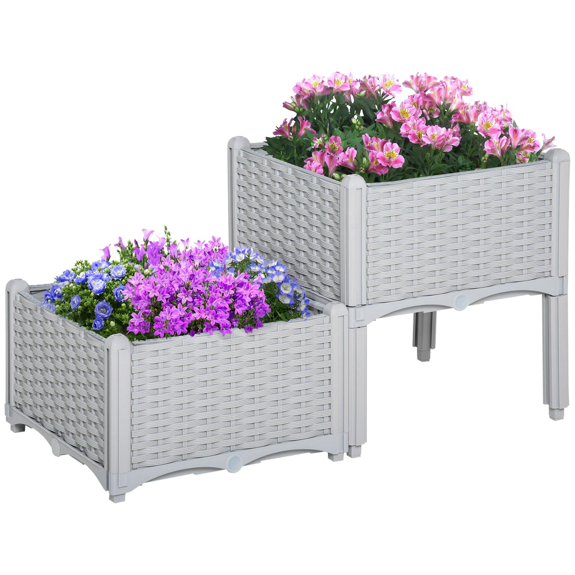 Set of Two Rattan-Effect Planters