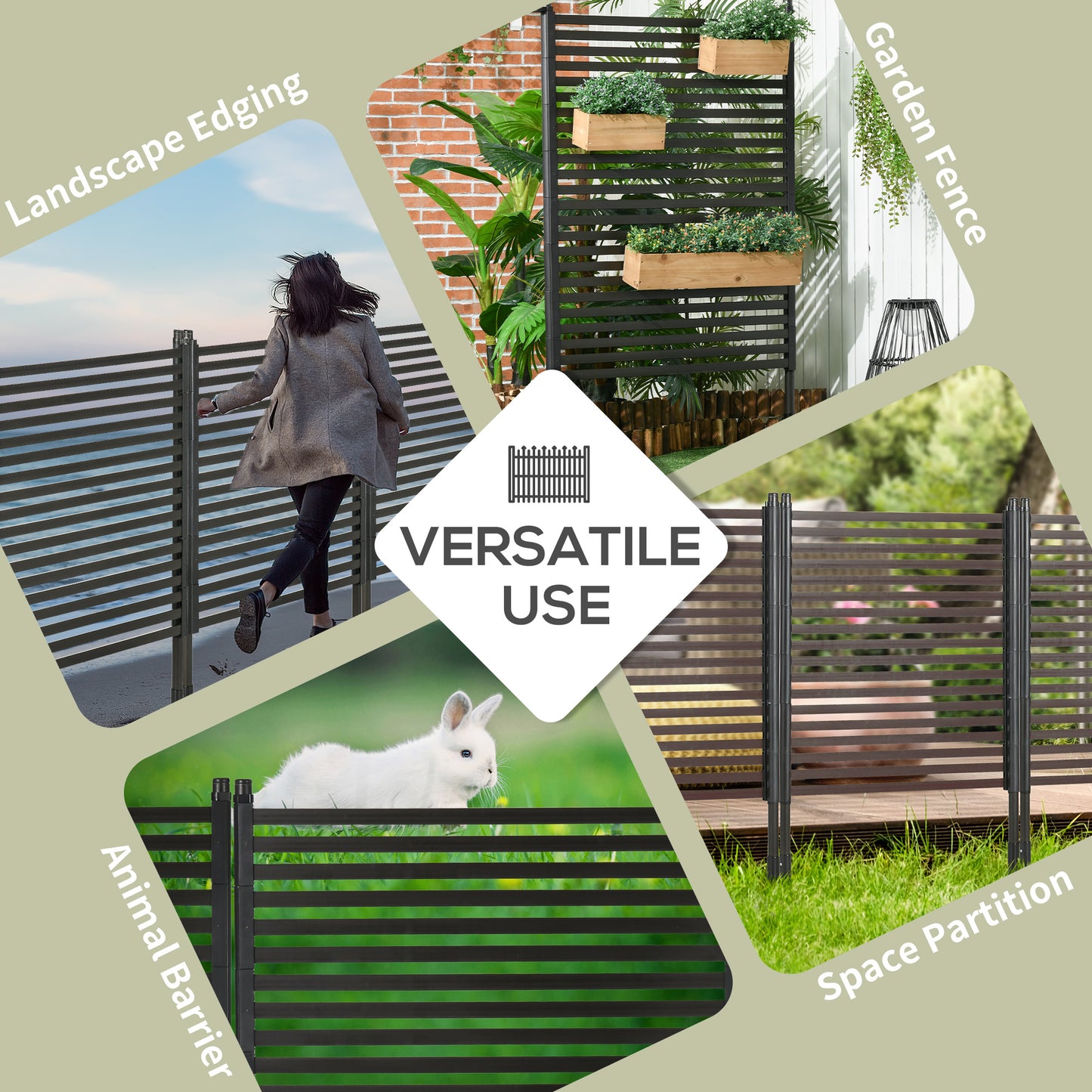 Garden Fence with 2 Standing Ways for Hard & Soft Ground