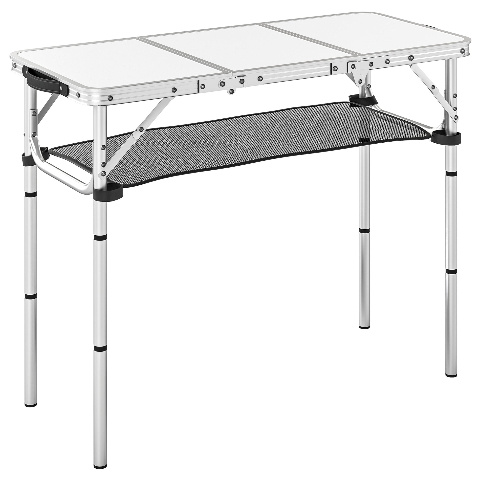 3ft Folding Camping Table, Picnic Table with Mesh Storage Layer