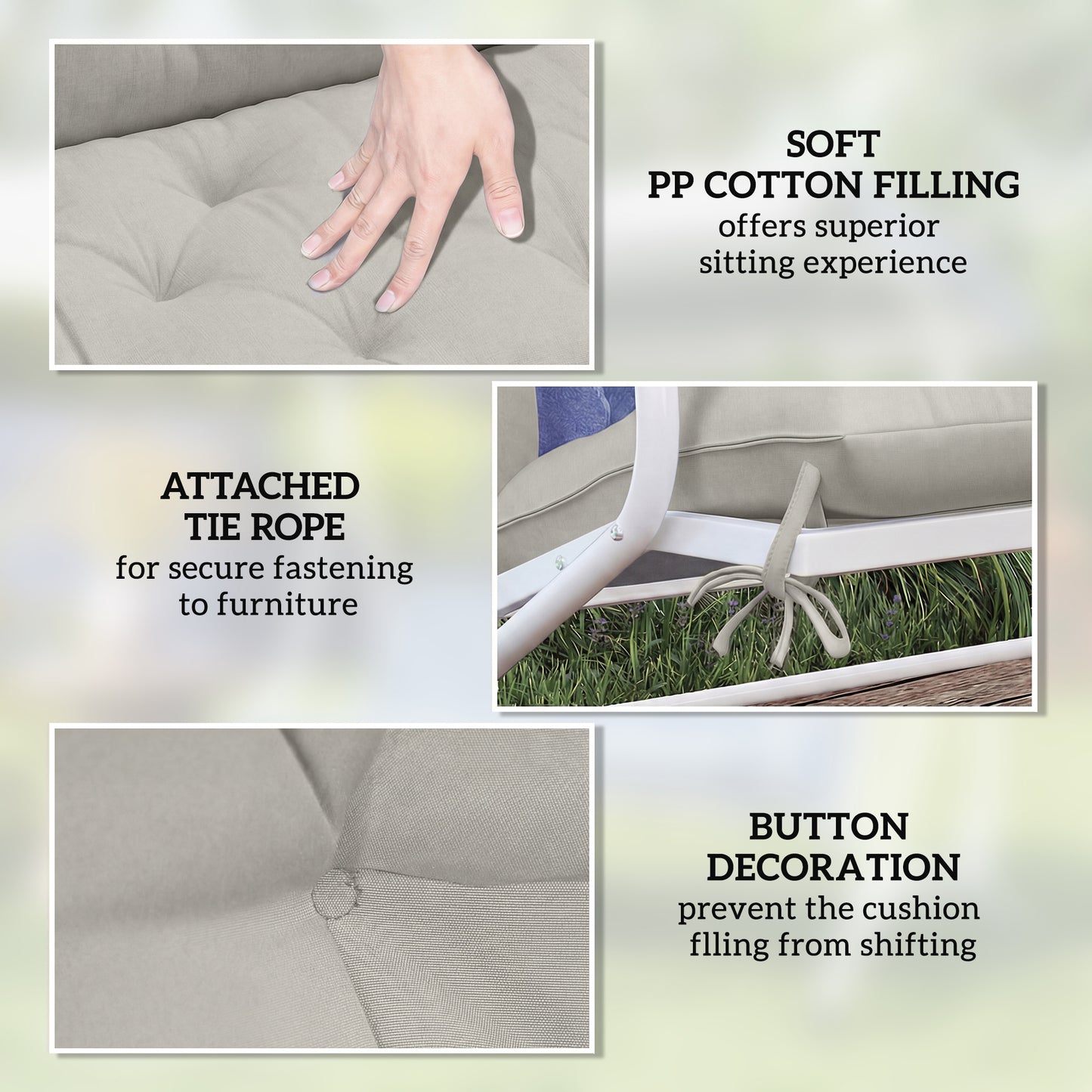 Garden Bench Cushion, 2 Seater Swing Chair Cushion