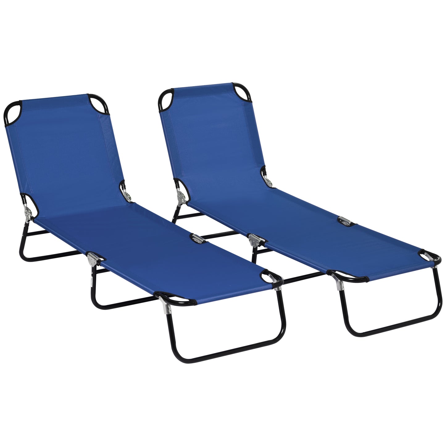 Set of Two Metal Frame Folding Sun Loungers
