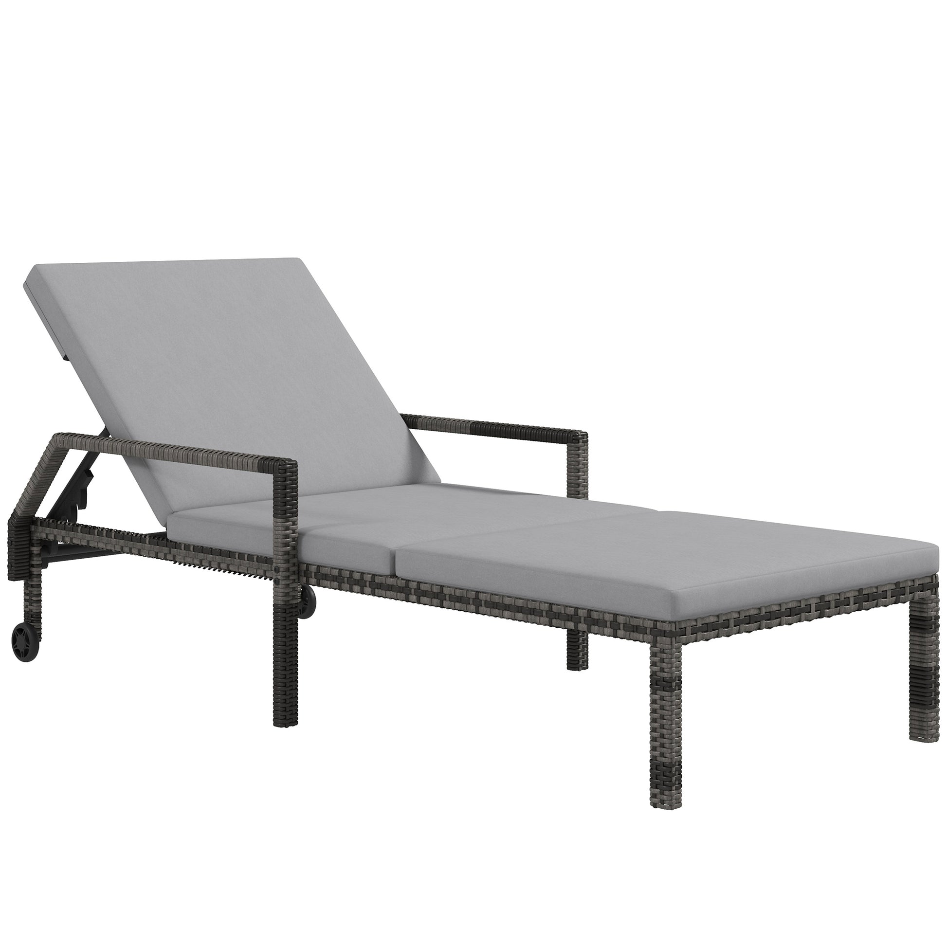 Outdoor Sun Lounger, Rattan Wicker Chaise Recliner