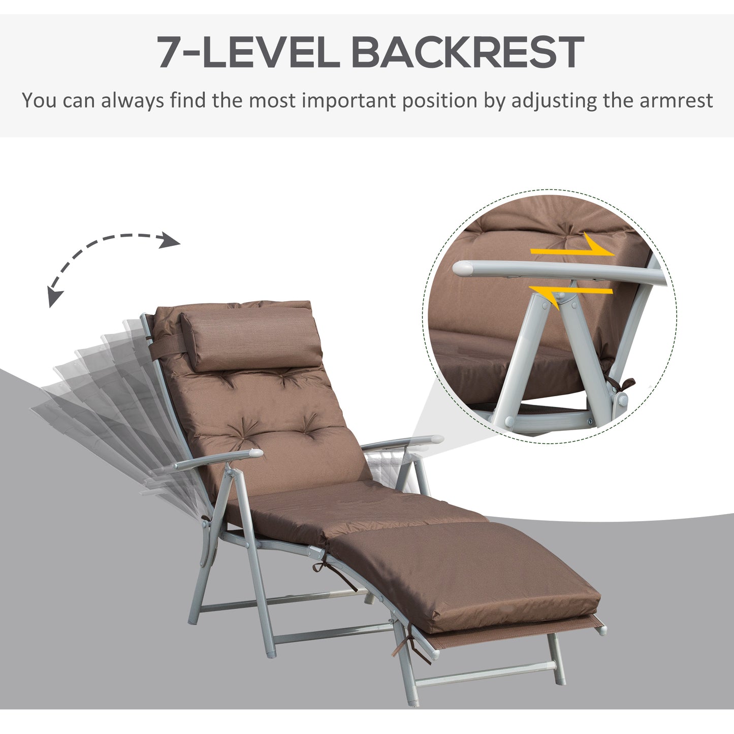 Sun Lounger Steel Frame Outdoor Folding Chaise Texteline Lounge