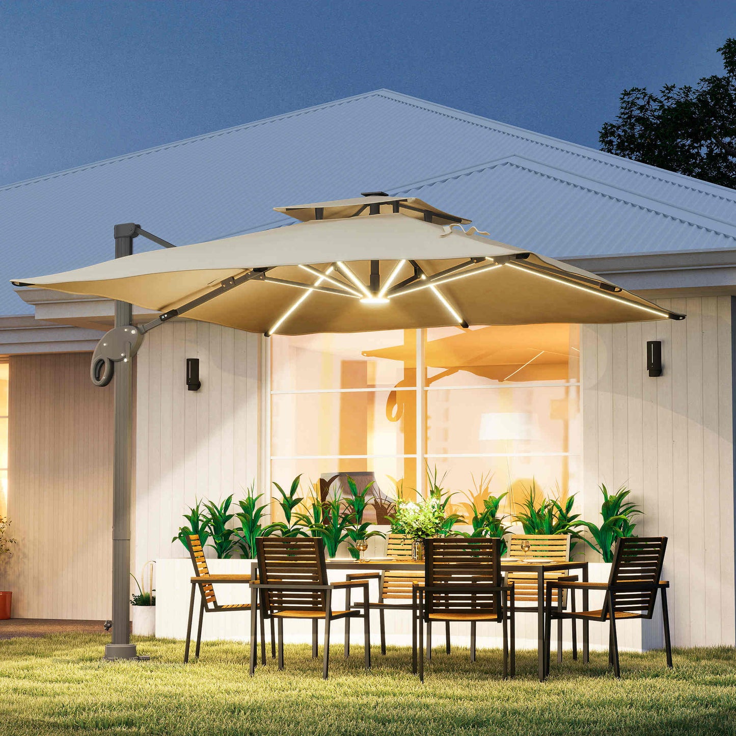 3 x 3(m) Aluminium Sun Square Canopy Top with Adjustable Pole Angle