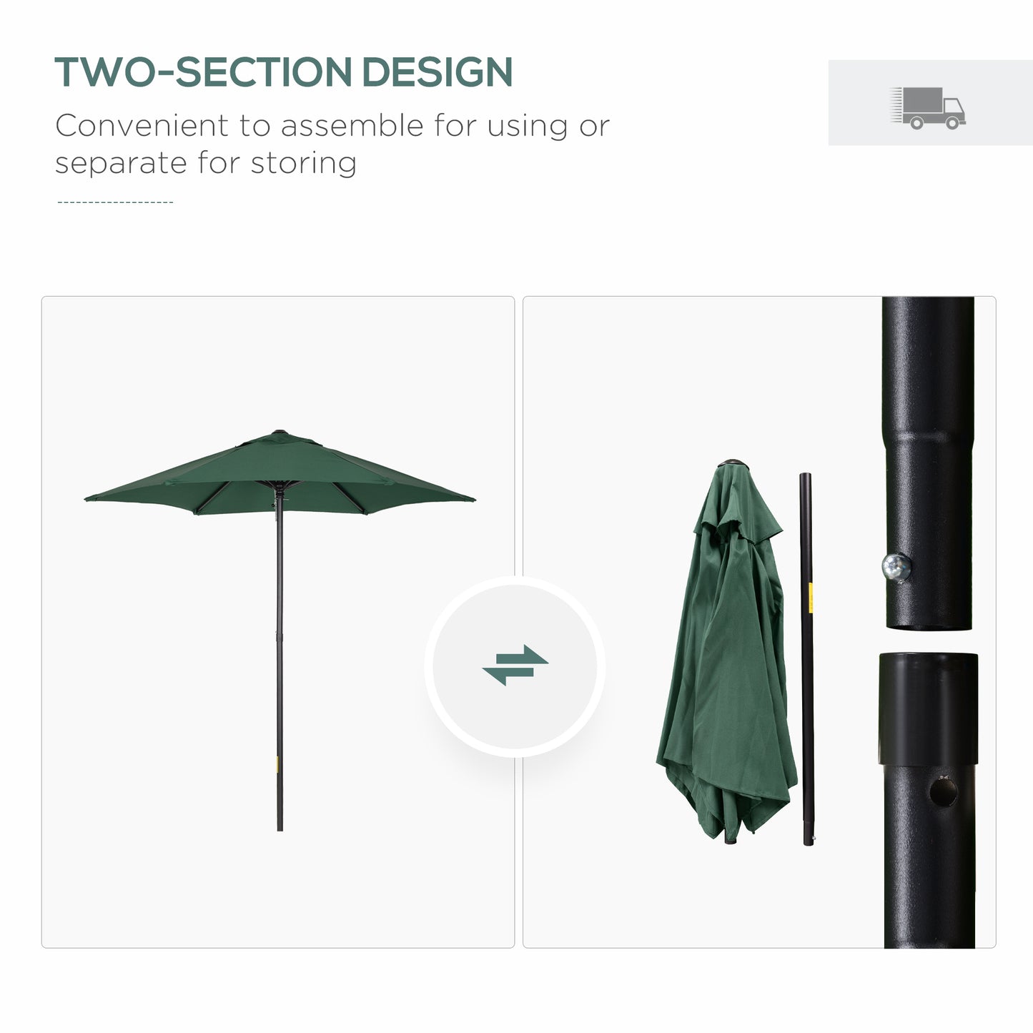 2m Garden Parasol Umbrella