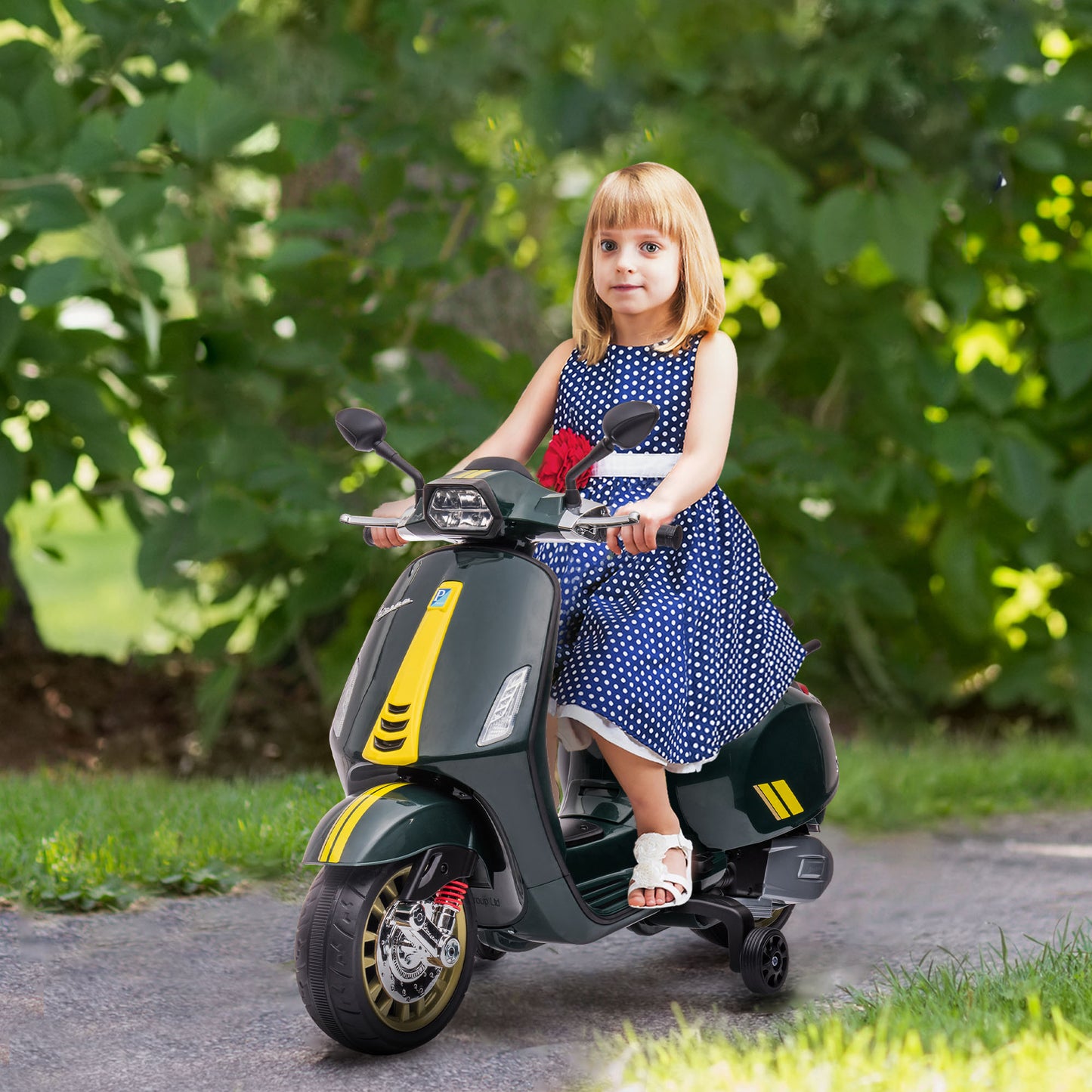 12V Vespa Licensed Kids Electric Motorbike w/ Music, Lights