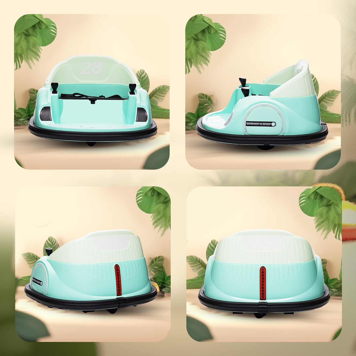 360° Rotation Kids Bumper Car, 12V Waltz Car with Remote Control