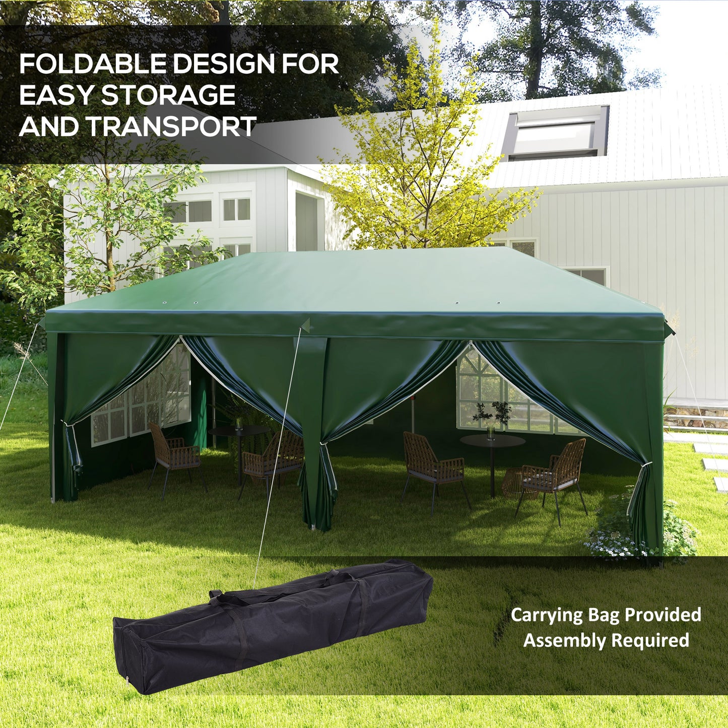 3 x 6m Pop-Up Gazebo, with Curtain Walls and Windows