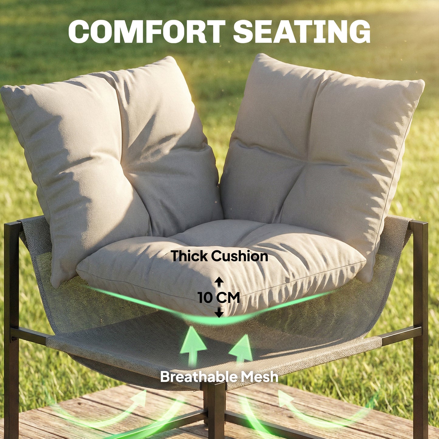 4 Piece Garden Furniture Set with Thick Cushions and Coffee Table