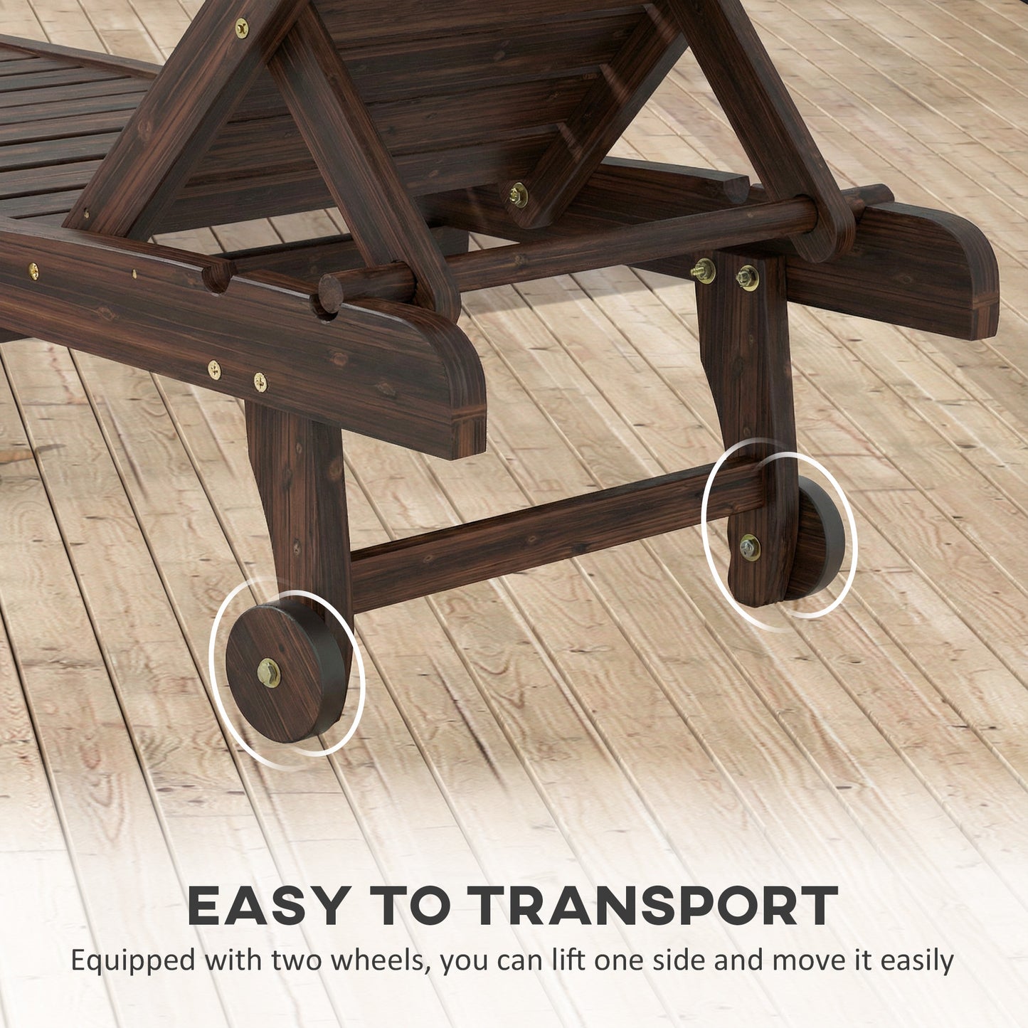Outdoor Wooden Sun Lounger with Built-In Table