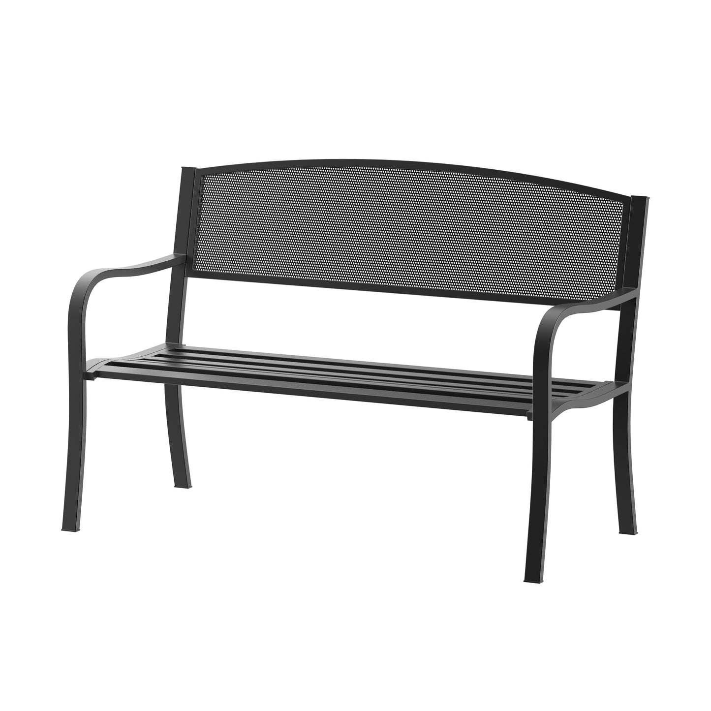 Garden Bench Furniture Patio Park 2 Person Chair Seat Steel Black