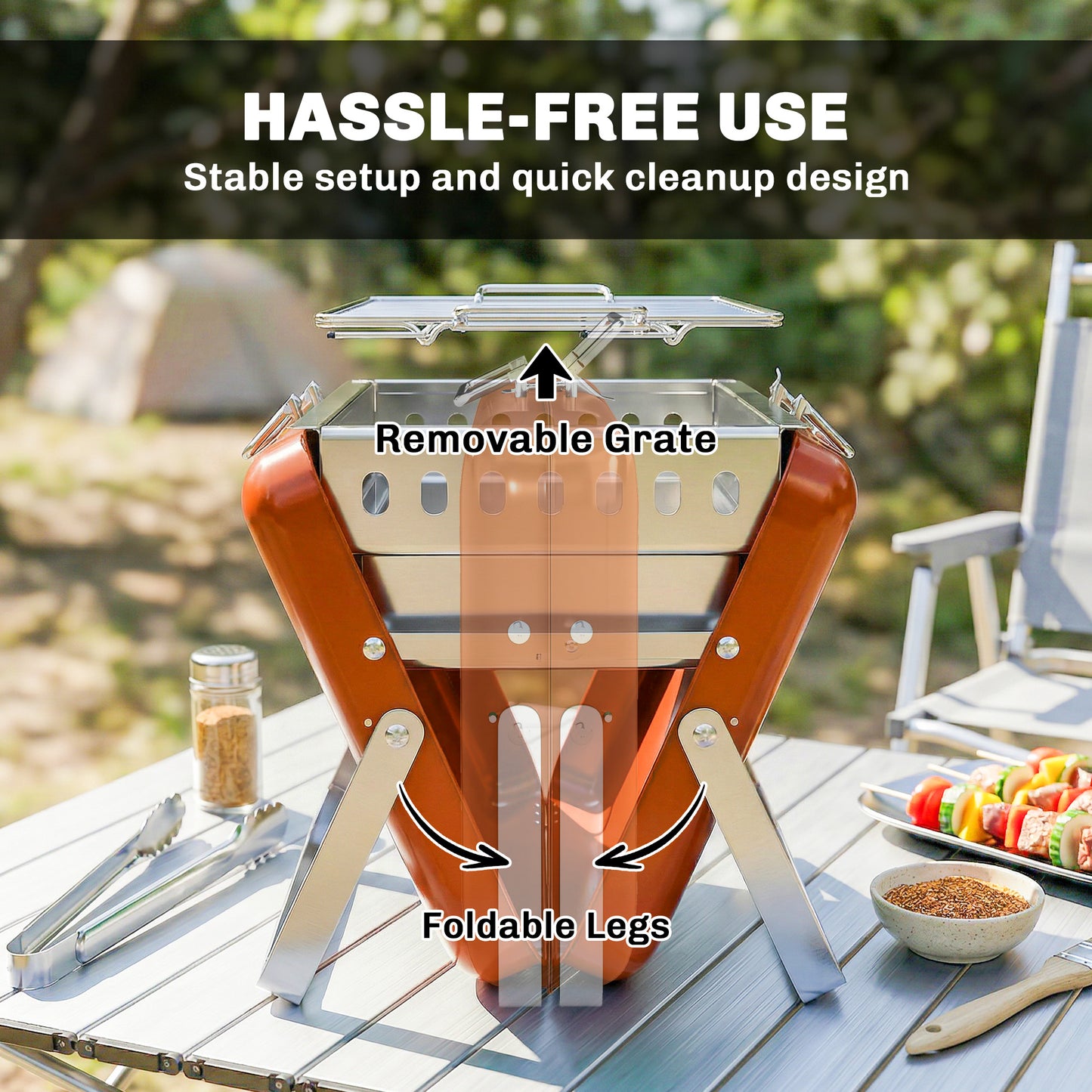 Charcoal BBQ Grill Portable Stainless Steel Barbecue