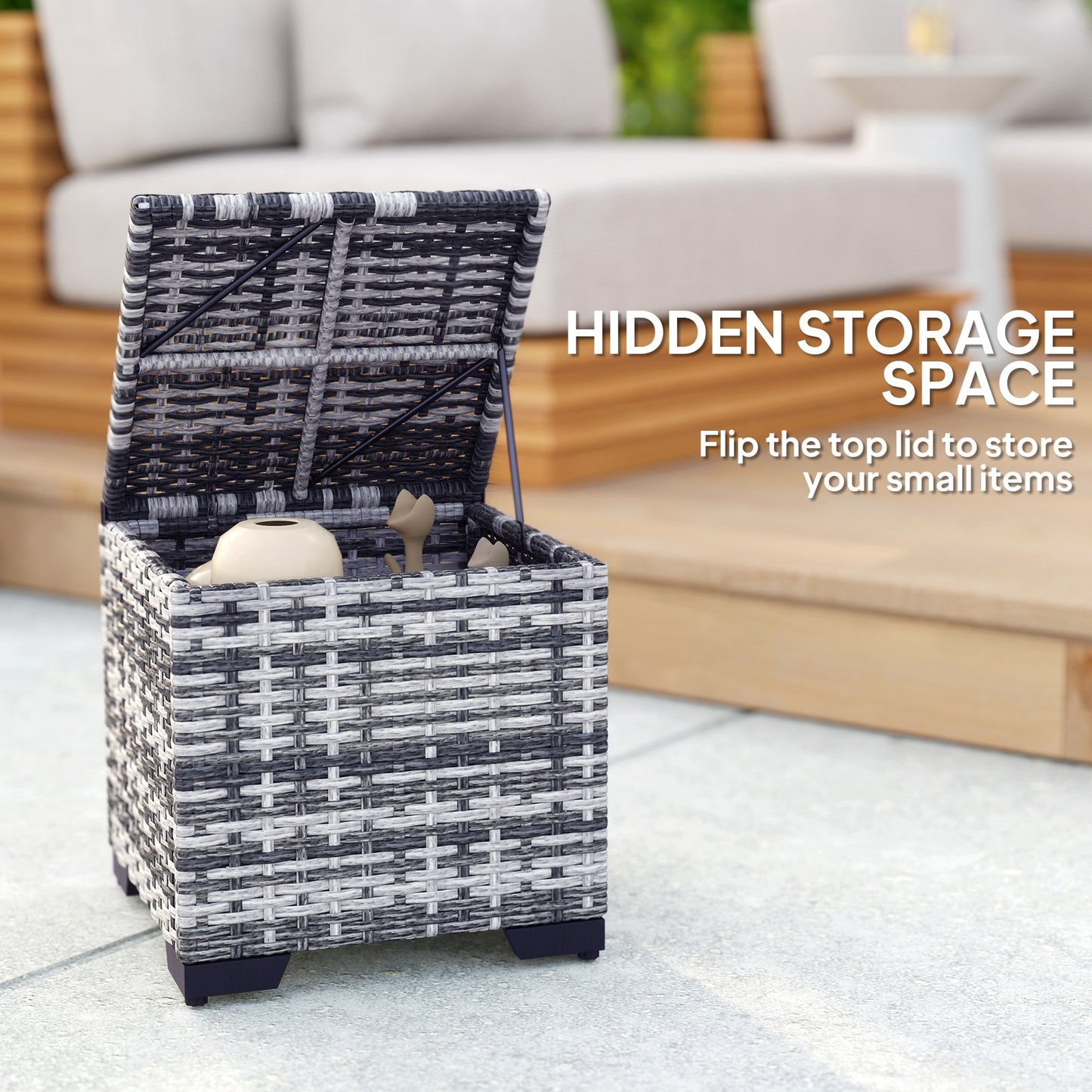 Set of 2 Rattan Storage Ottoman