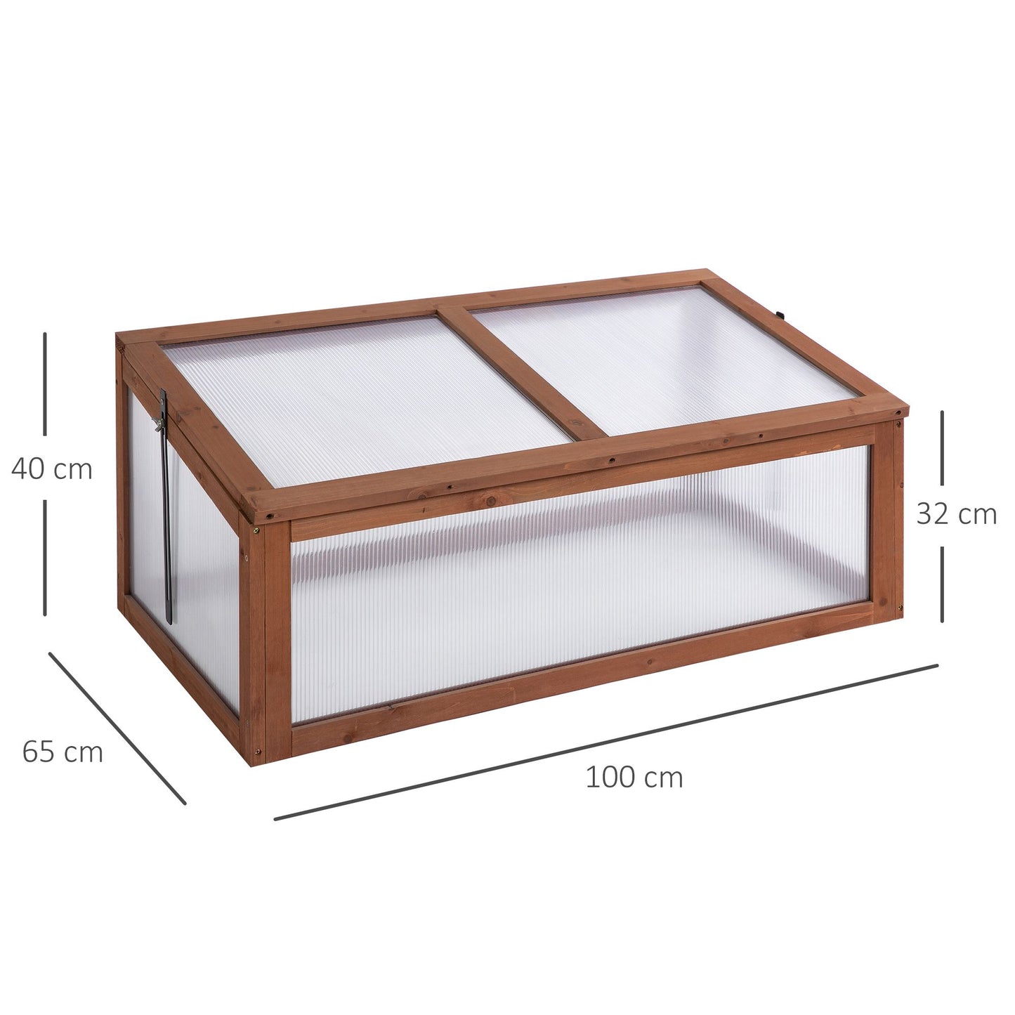 Wooden Cold Frame, Small Polycarbonate Greenhouse for Plants