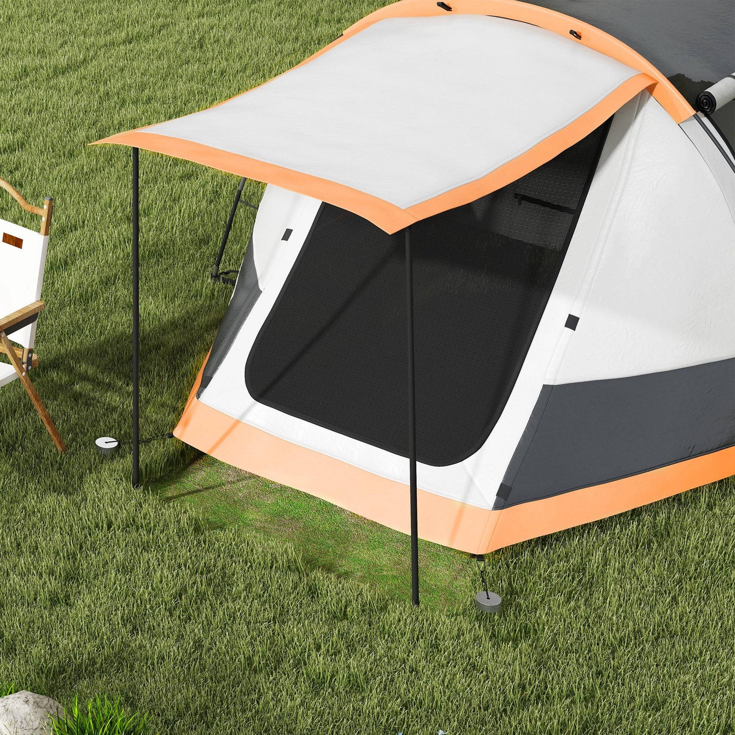 Three-Man Camping Tent, with Two Rooms and Porch
