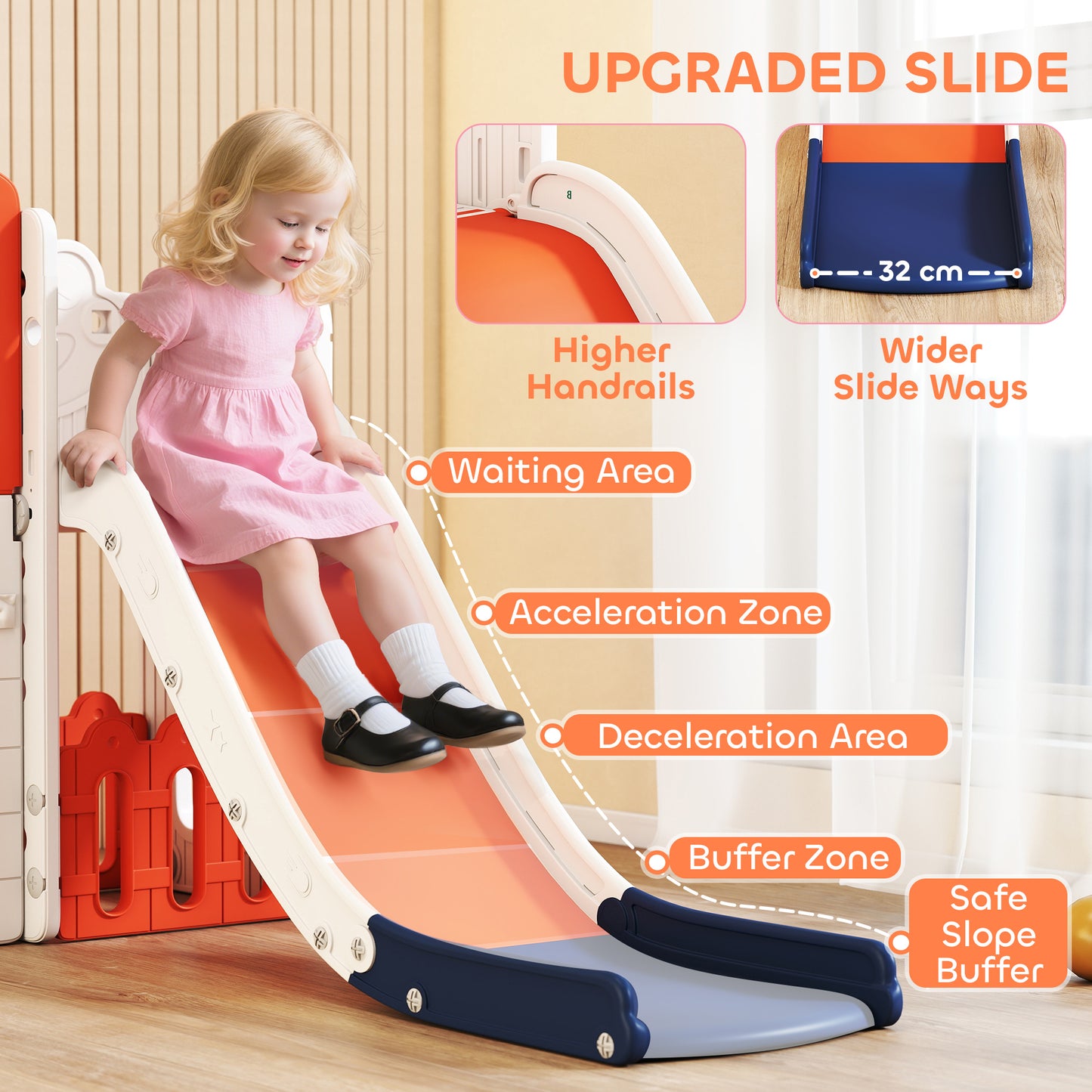 7 in 1 Toddler Slide Set with Basketball Hoop, Climbing Frame