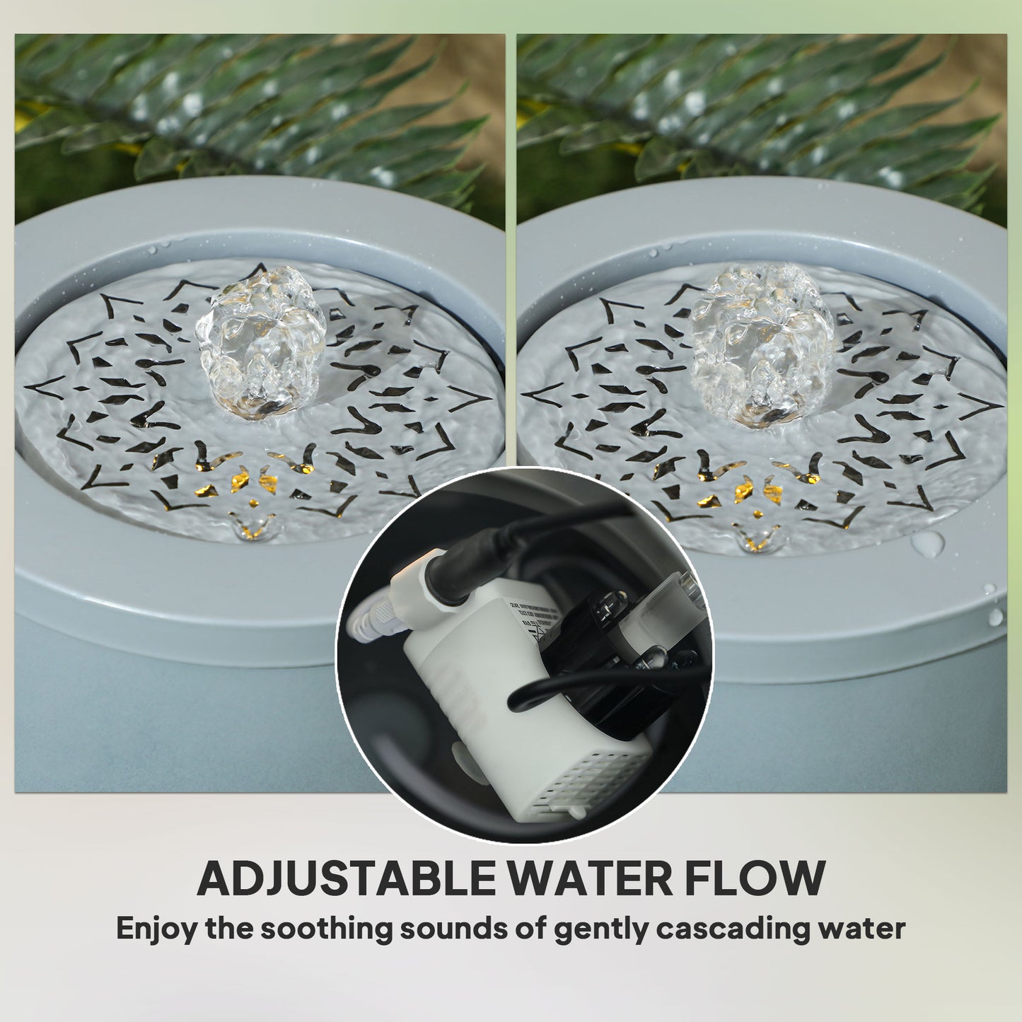 30 cm Tall Garden Waterfall Fountain with LED Lights and Pump