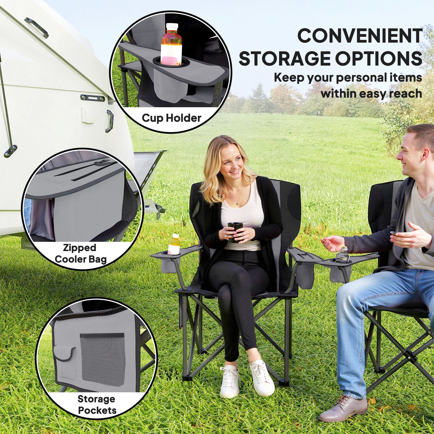 Set of 2 Folding Camping Chairs