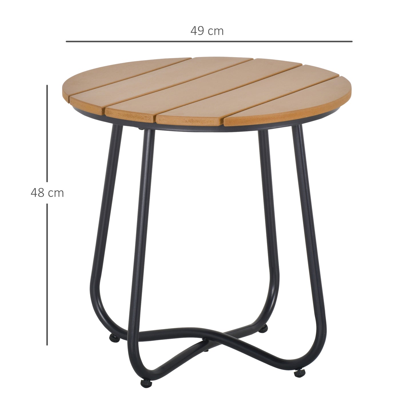 Round Outdoor Side Table Adjustable Leg Pads Garden Table 49 x 49 x