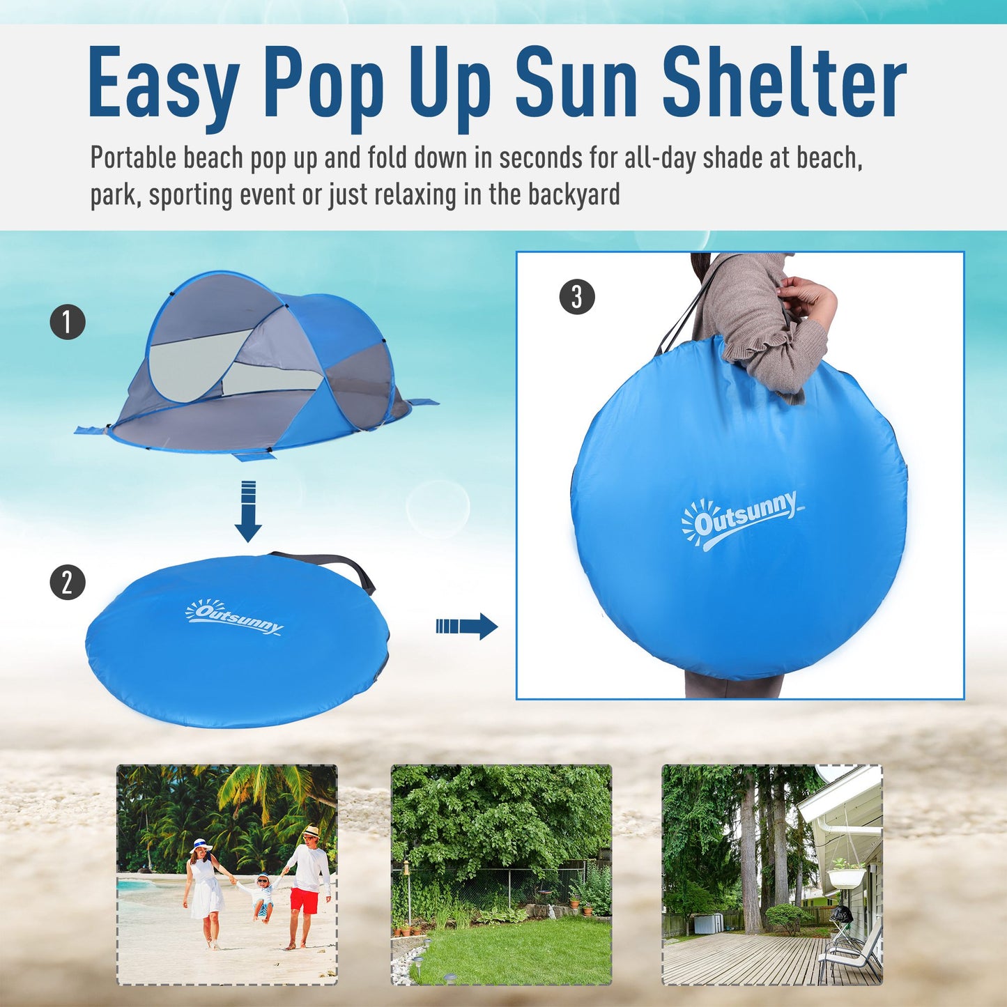 Fibreglass Frame 2 Person Pop-Up Lightweight Camping Tent