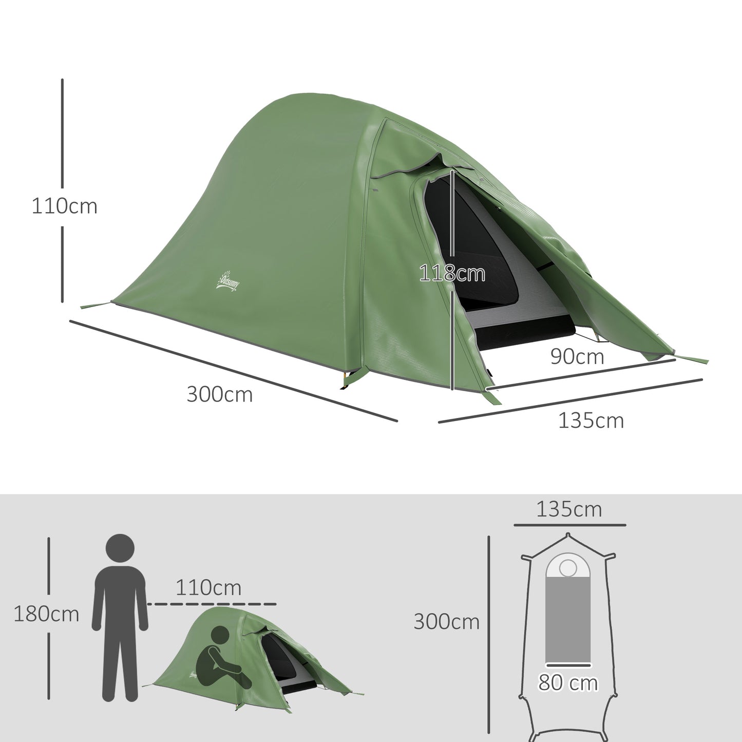 Double Layer Camping Tent, 1-2 Man Backpacking Tent with Carry Bag