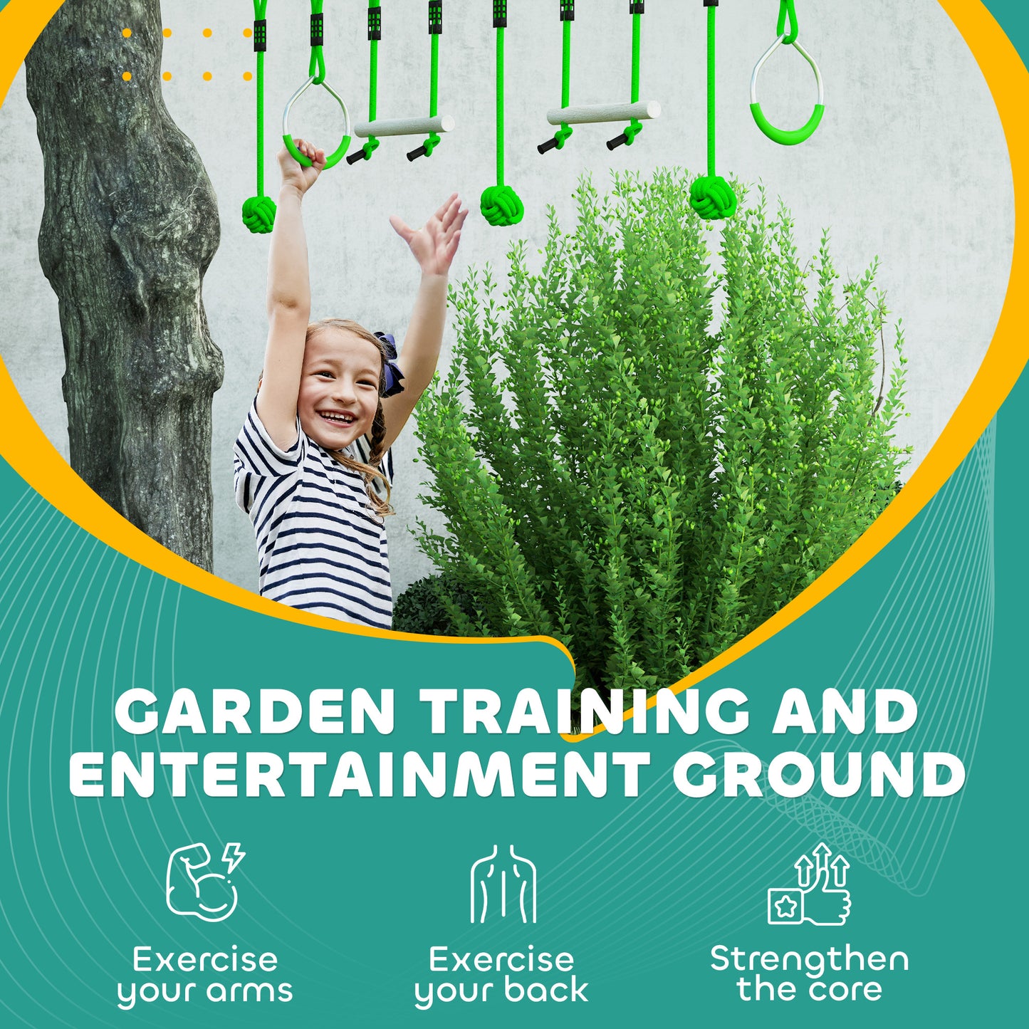 7-Piece Kids Zip Line Kit for Garden