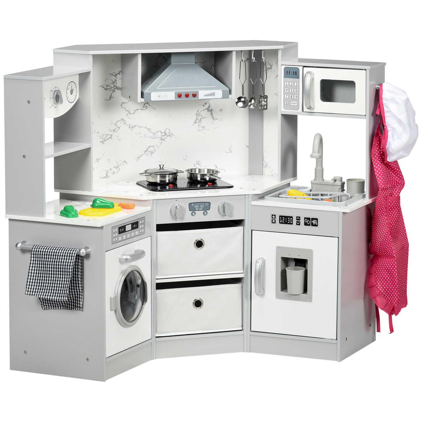 Toy Kitchen with Running Water, Lights, Sounds, Apron and Chef Hat