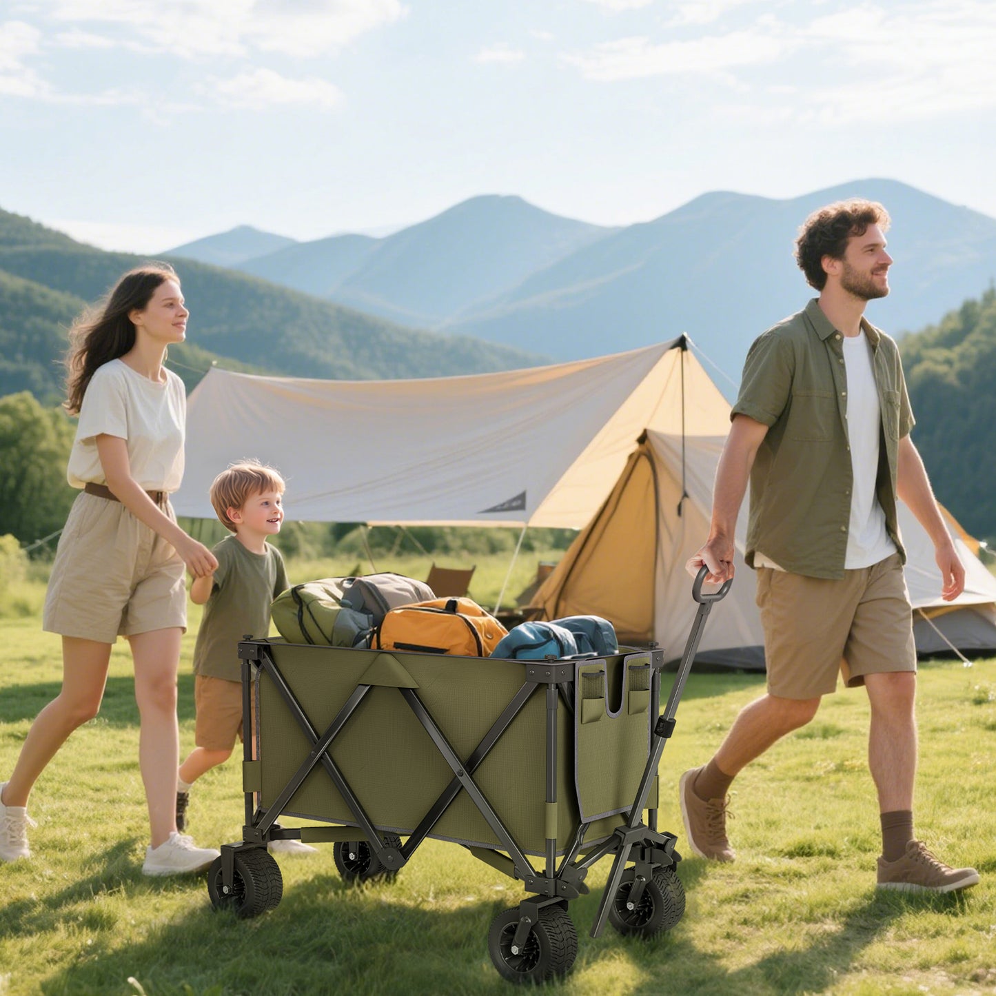 Folding Garden Trolley, Cargo Traile on Wheels