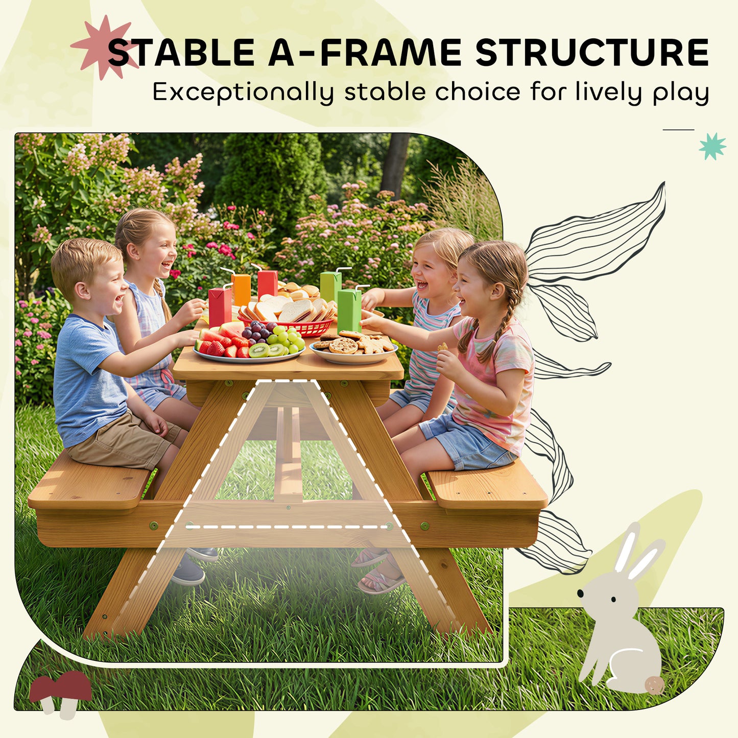 Kids Picnic Table for Outdoor Wooden Table & Bench Set