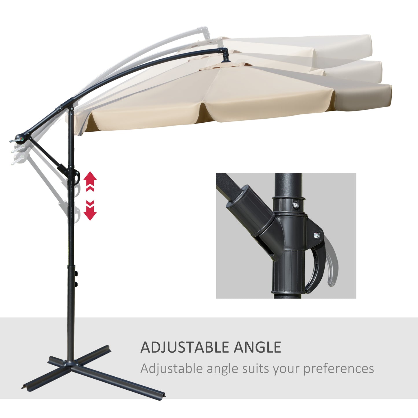 2.7m Cantilever Parasol Banana Sun Umbrella with Crank Handle