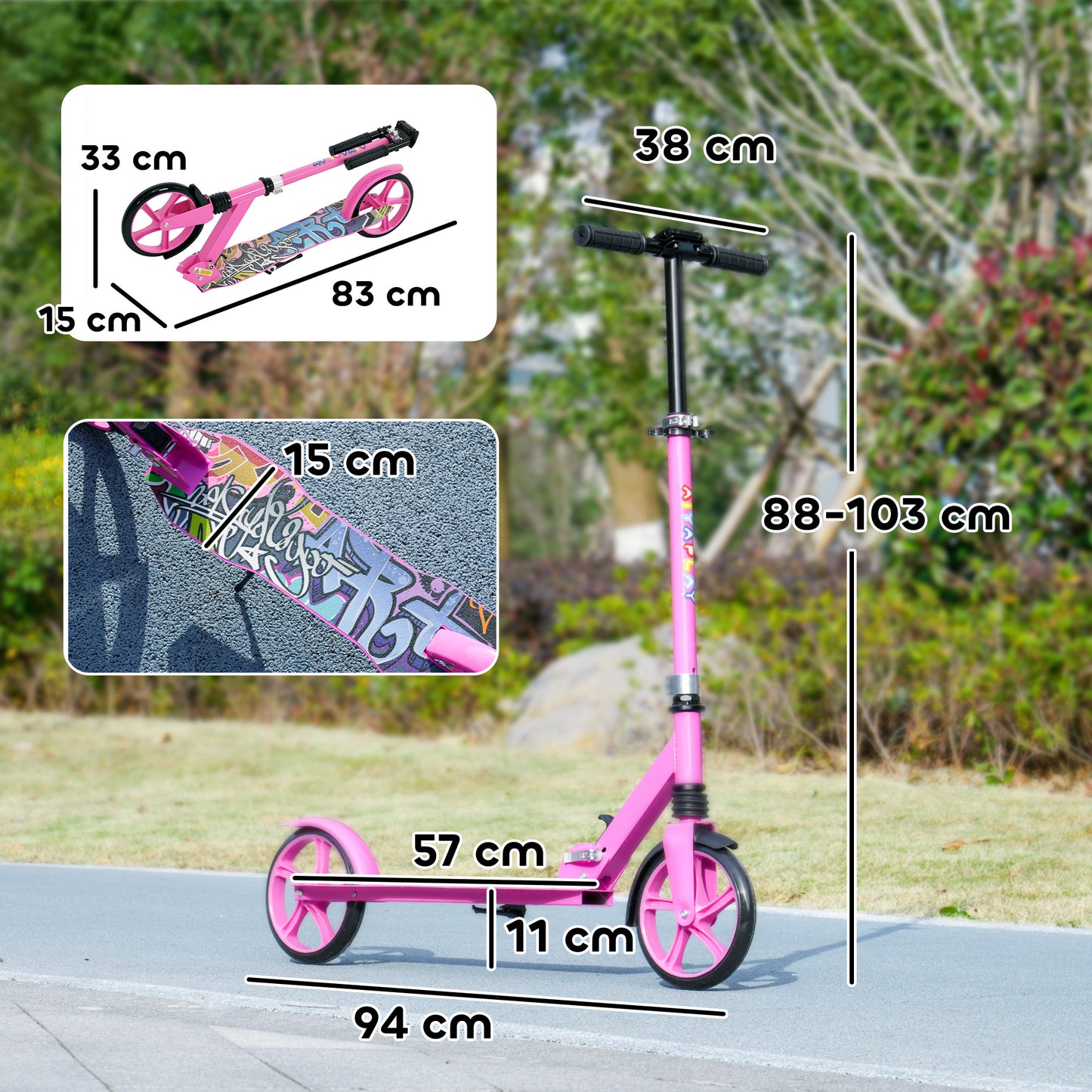 Foldable Kids Scooter with Adjustable Handlebar, 200mm Big Wheel