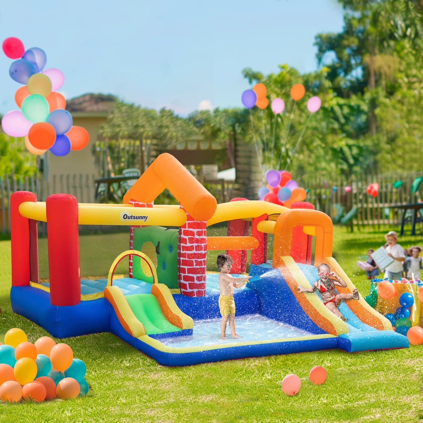 4 in 1 Kids Bouncy Castle Extra Large Double Slides & Trampoline