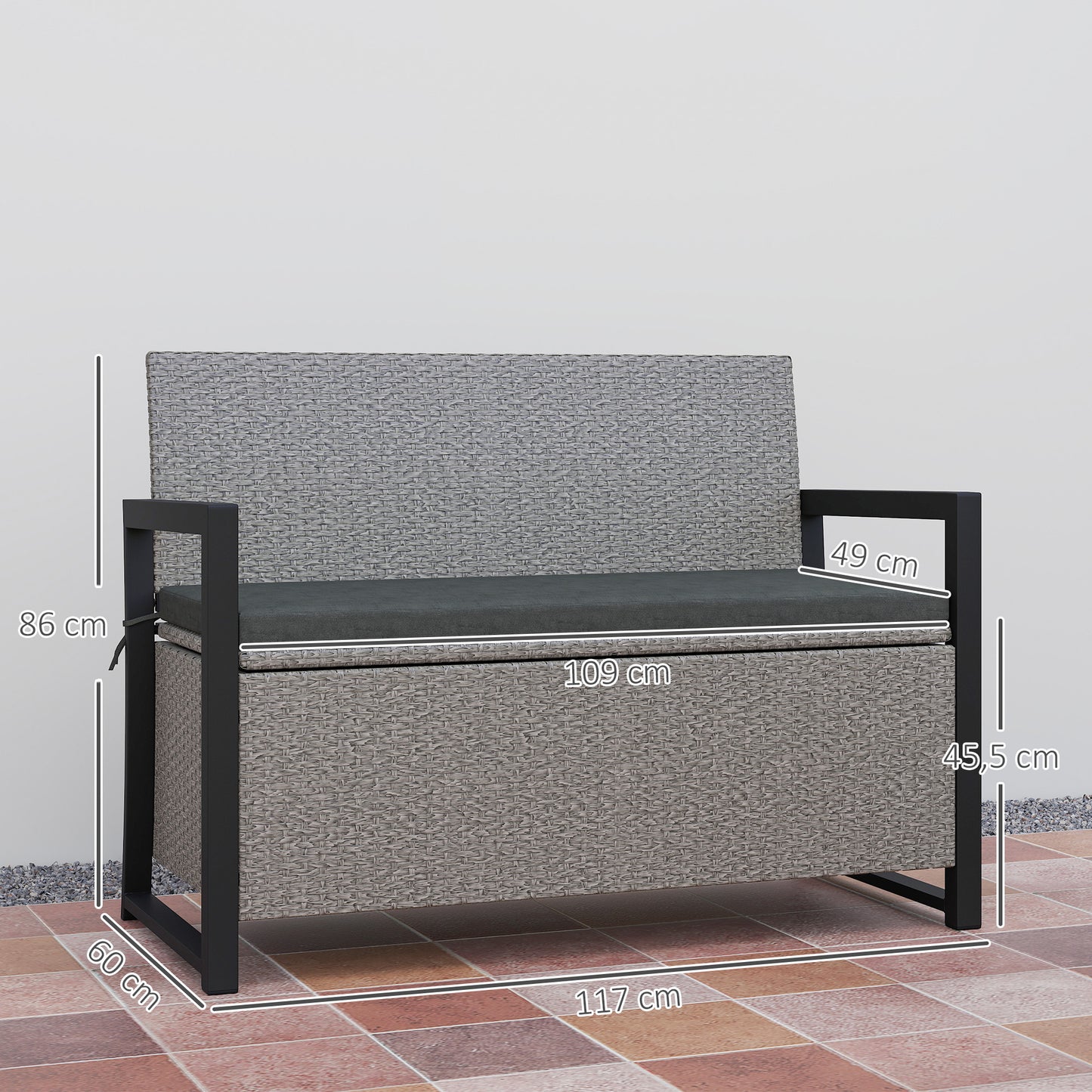 151.5L Storage Garden Bench, with Cushion