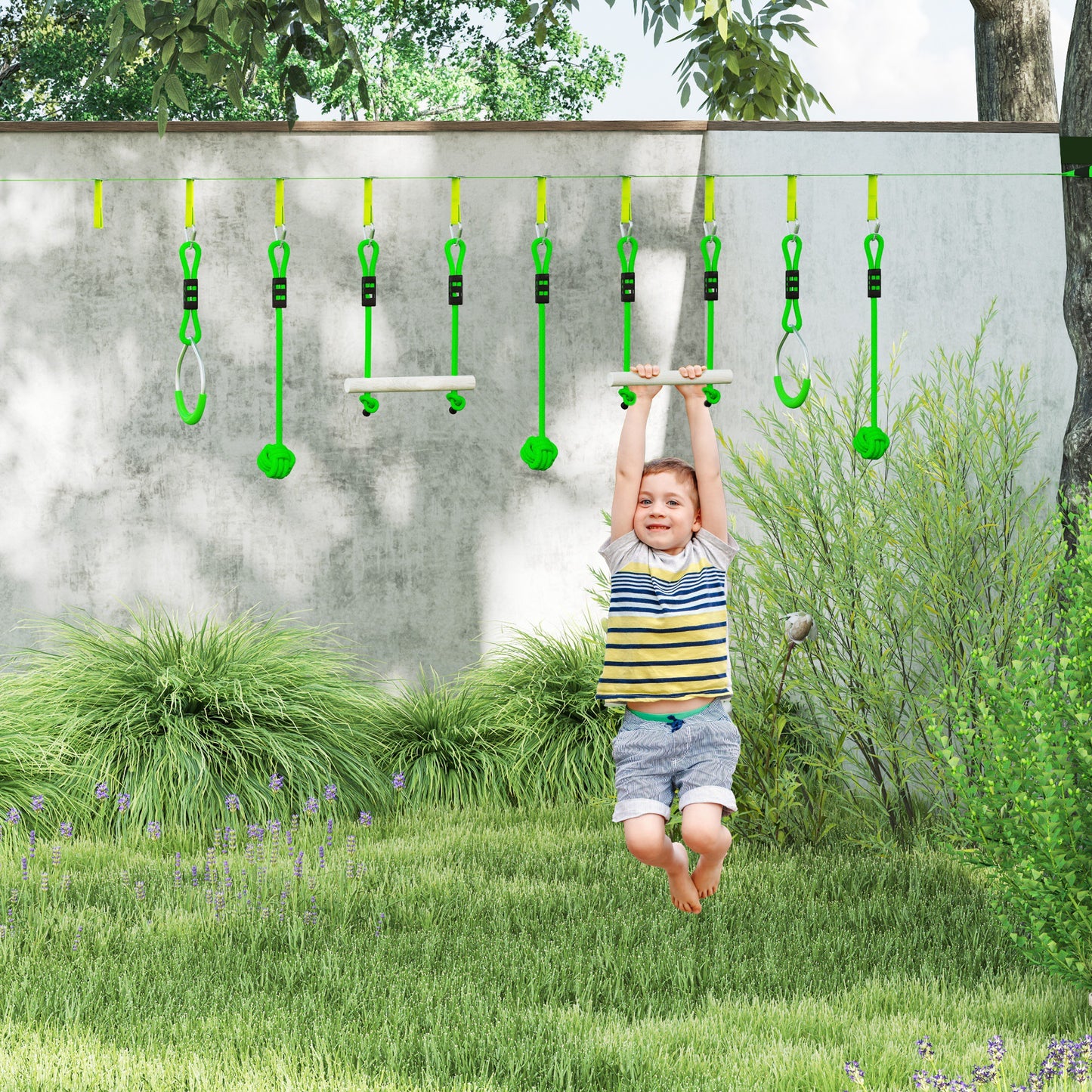 7-Piece Kids Zip Line Kit for Garden