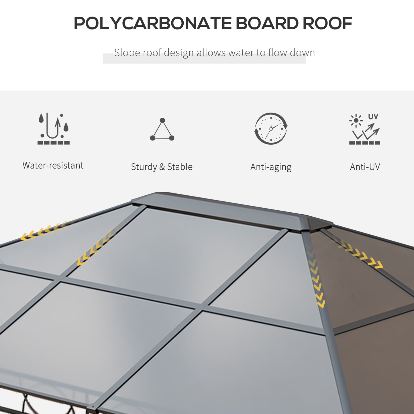 Hardtop Gazebo Garden Pavilion with UV Resistant Polycarbonate Roof