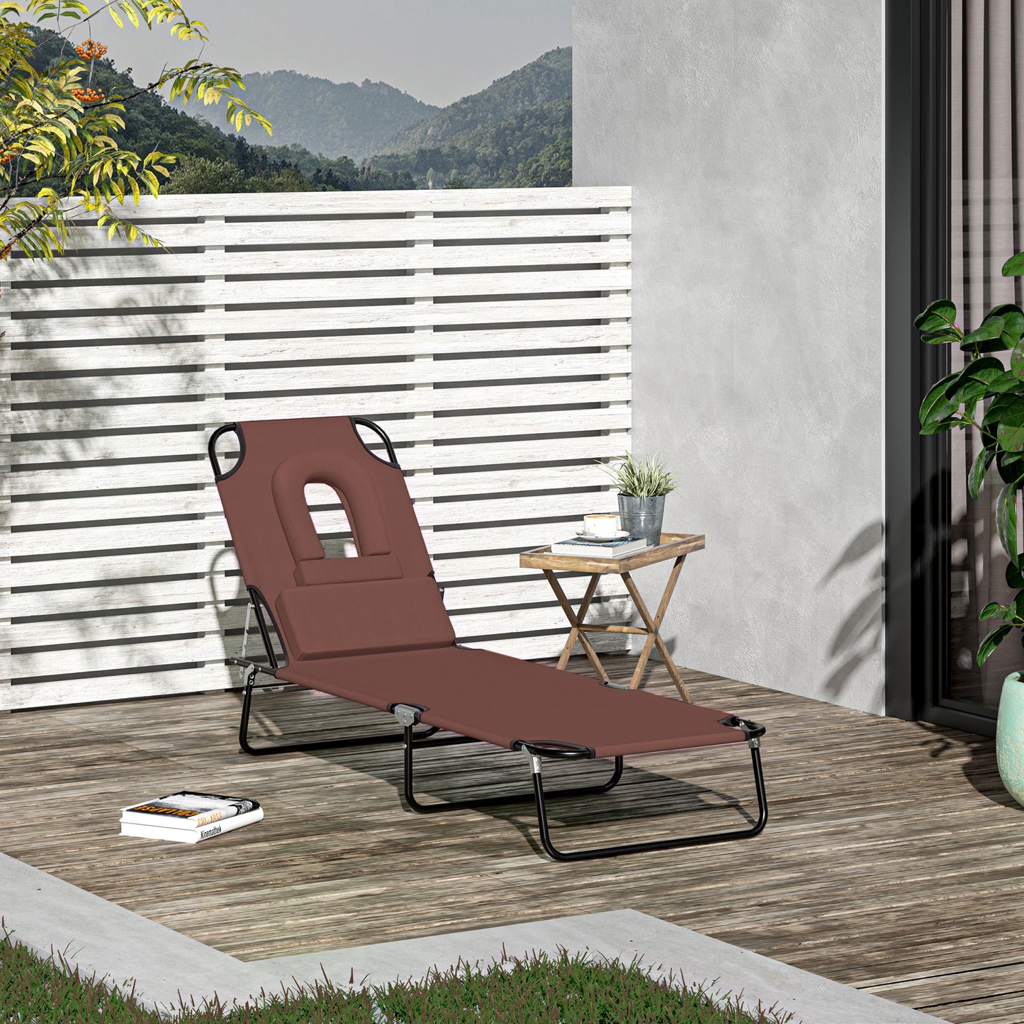 Folding Sun Lounger with Face Hole